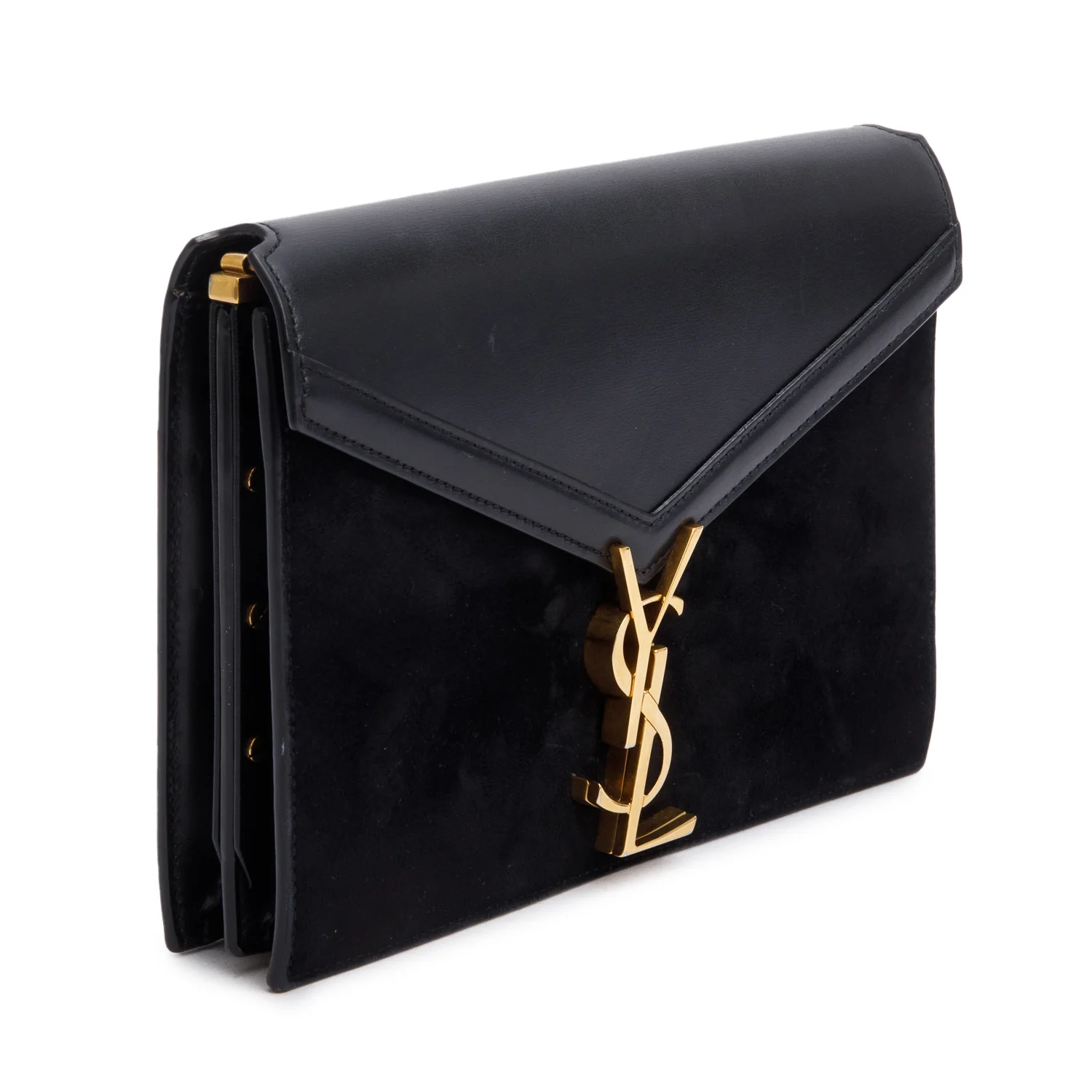 Saint Laurent Black Smooth Leather Suede Medium Cassandra Chain Shoulder Bag - Image 4