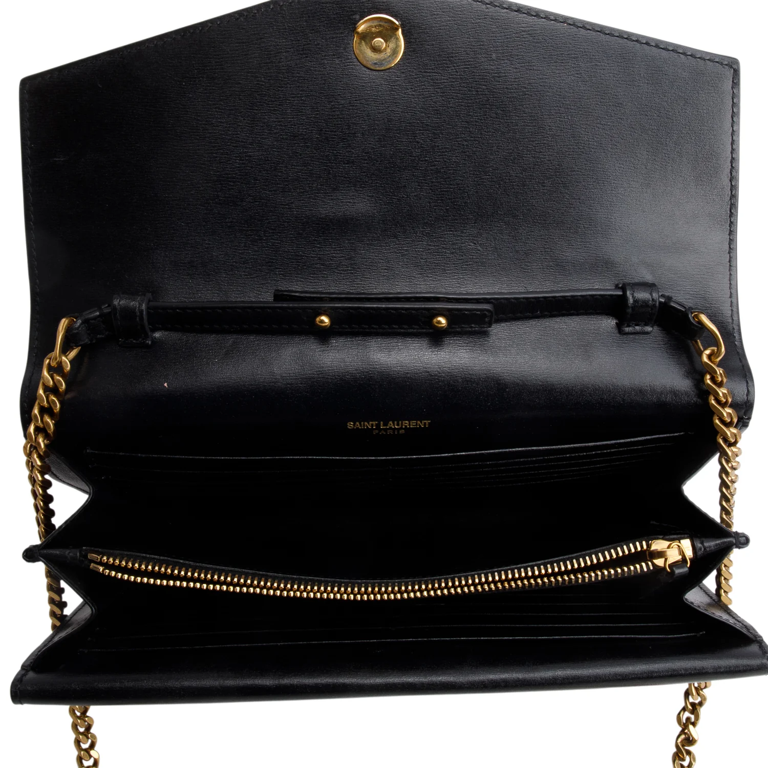 Saint Laurent Black Sulpice Leather Chain Wallet - Image 7