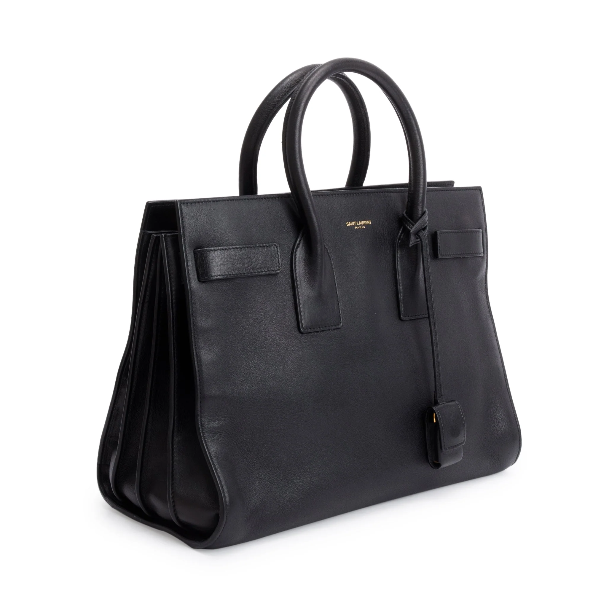 Saint Laurent Black Supple Grained Leather Small Sac De Jour w/ Strap - Image 4
