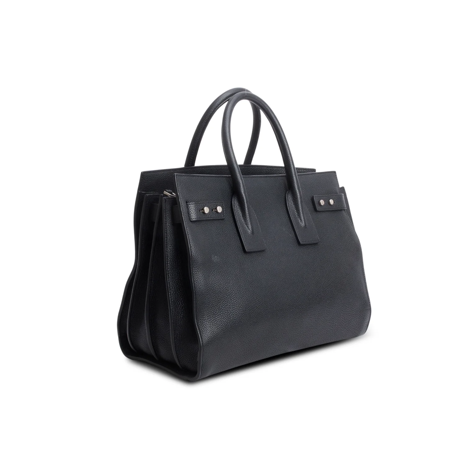 Saint Laurent Black Supple Grained Leather Small Sac de Jour w/ Strap - Image 6
