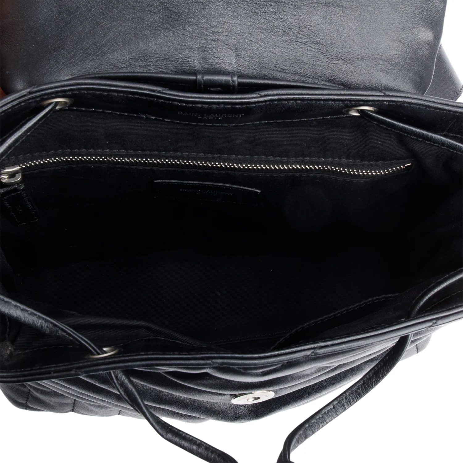 Saint Laurent Black Y Quilted Calfskin Leather Small Loulou Backpack - Image 7