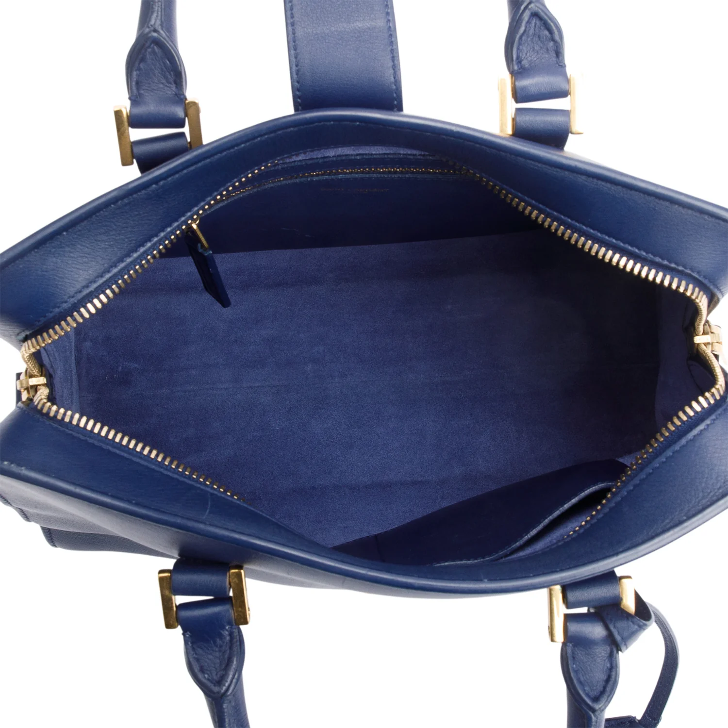 Saint Laurent Blue Leather Medium Chyc Cabas Tote Bag - Image 8