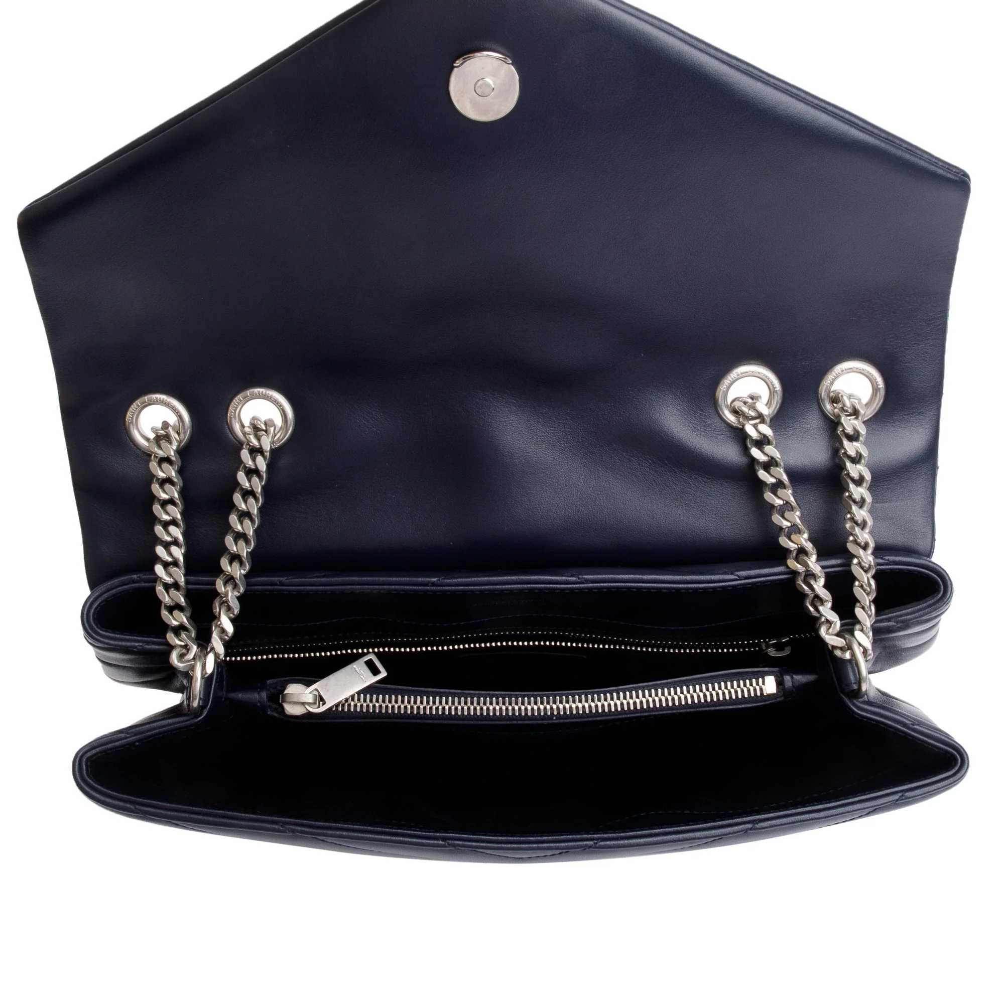 Saint Laurent Blue Quilted Leather Medium Loulou Monogram Shoulder Bag - Image 7