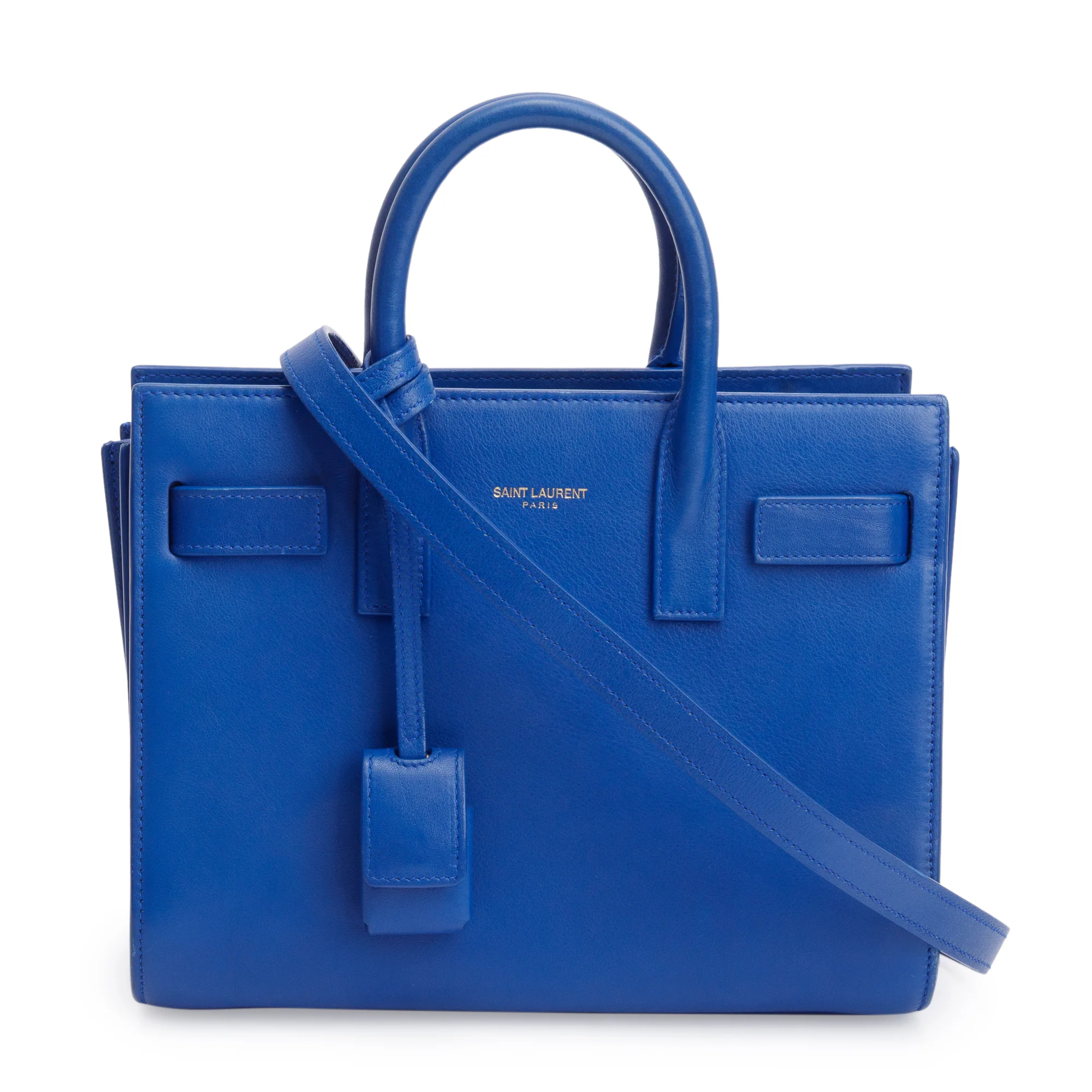 Saint Laurent Blue Smooth Leather Nano Sac De Jour w/ Strap