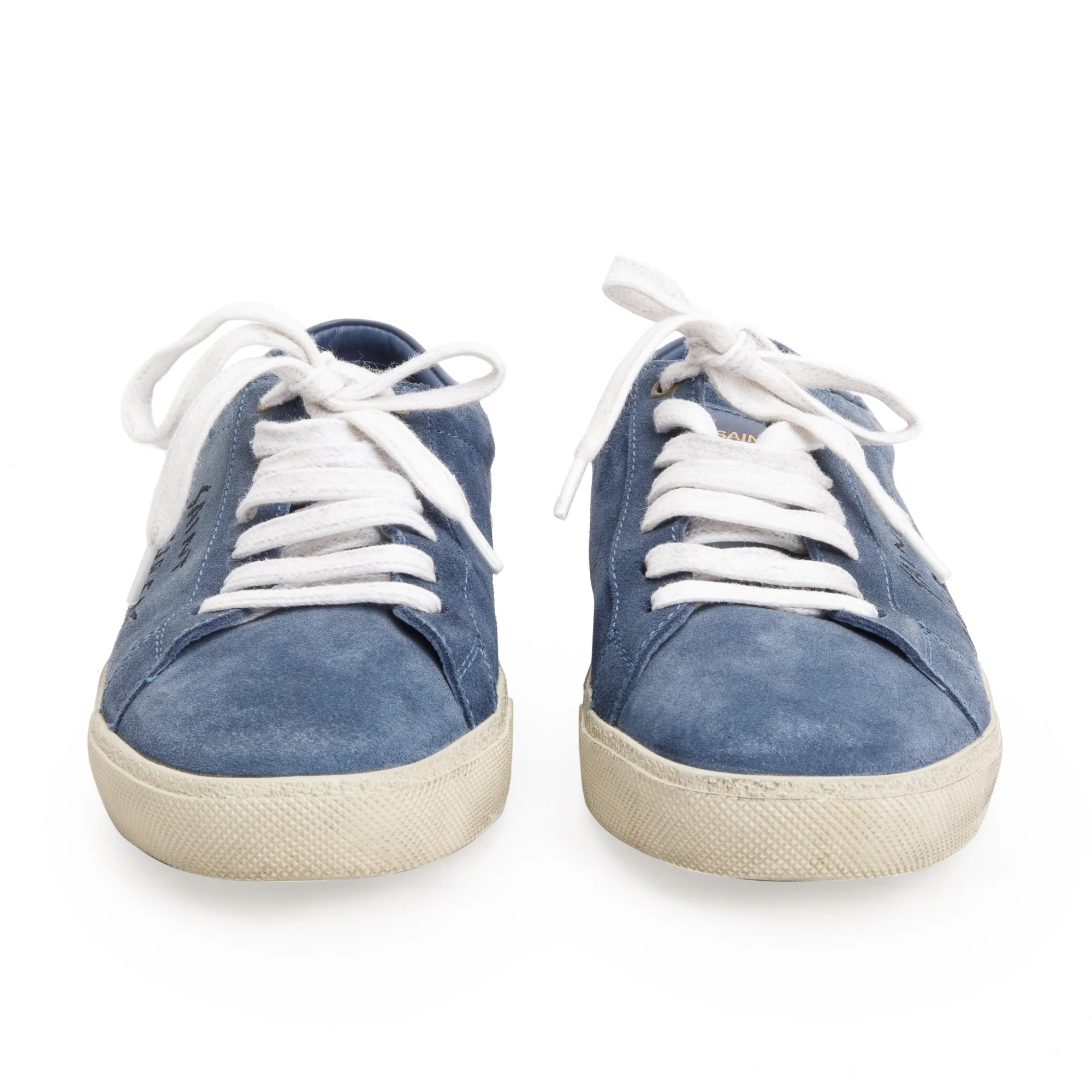 Saint Laurent Blue Suede Court Classic SL-06 Embroidered Sneakers, Size 39.5 - Image 3
