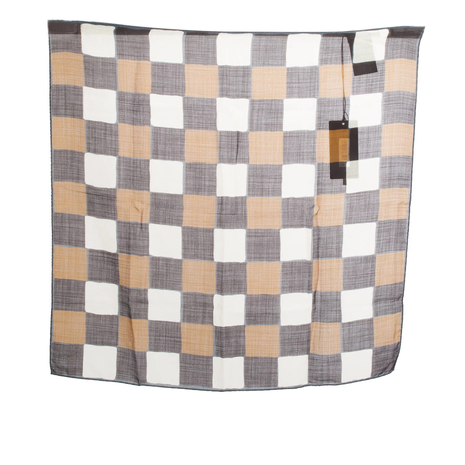 Saint Laurent Brow/White Plaid Print Square Silk Scarf