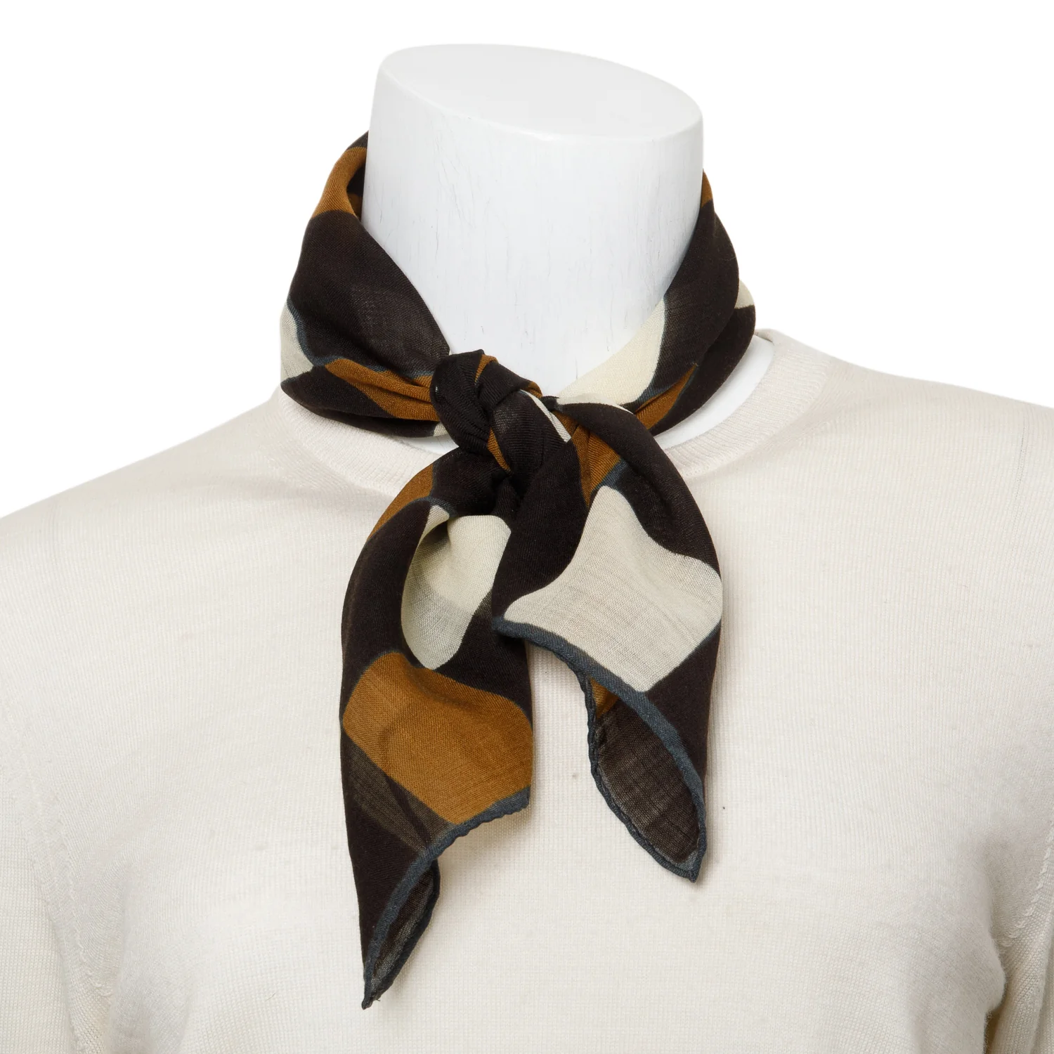 Saint Laurent Brow/White Plaid Print Square Silk Scarf - Image 2