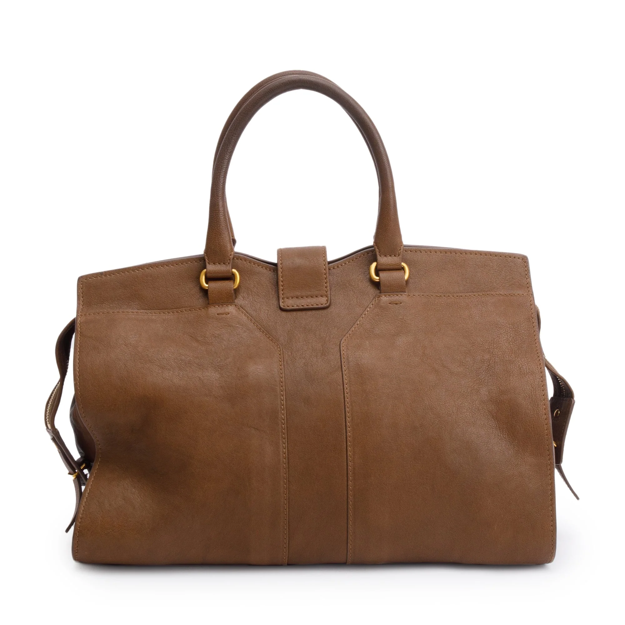 Saint Laurent Brown Calfskin Leather Medium Chyc Cabas Tote Bag - Image 3
