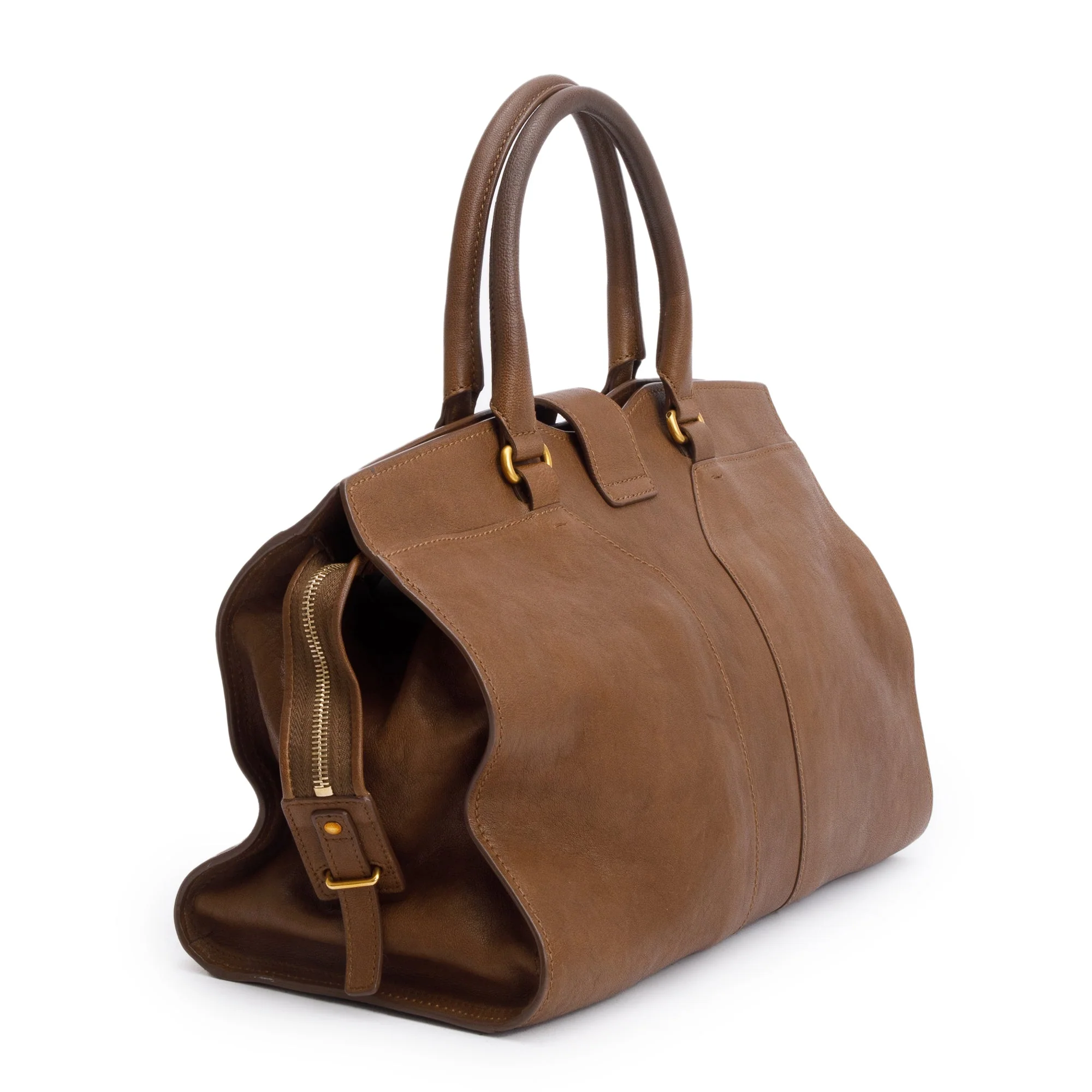 Saint Laurent Brown Calfskin Leather Medium Chyc Cabas Tote Bag - Image 4