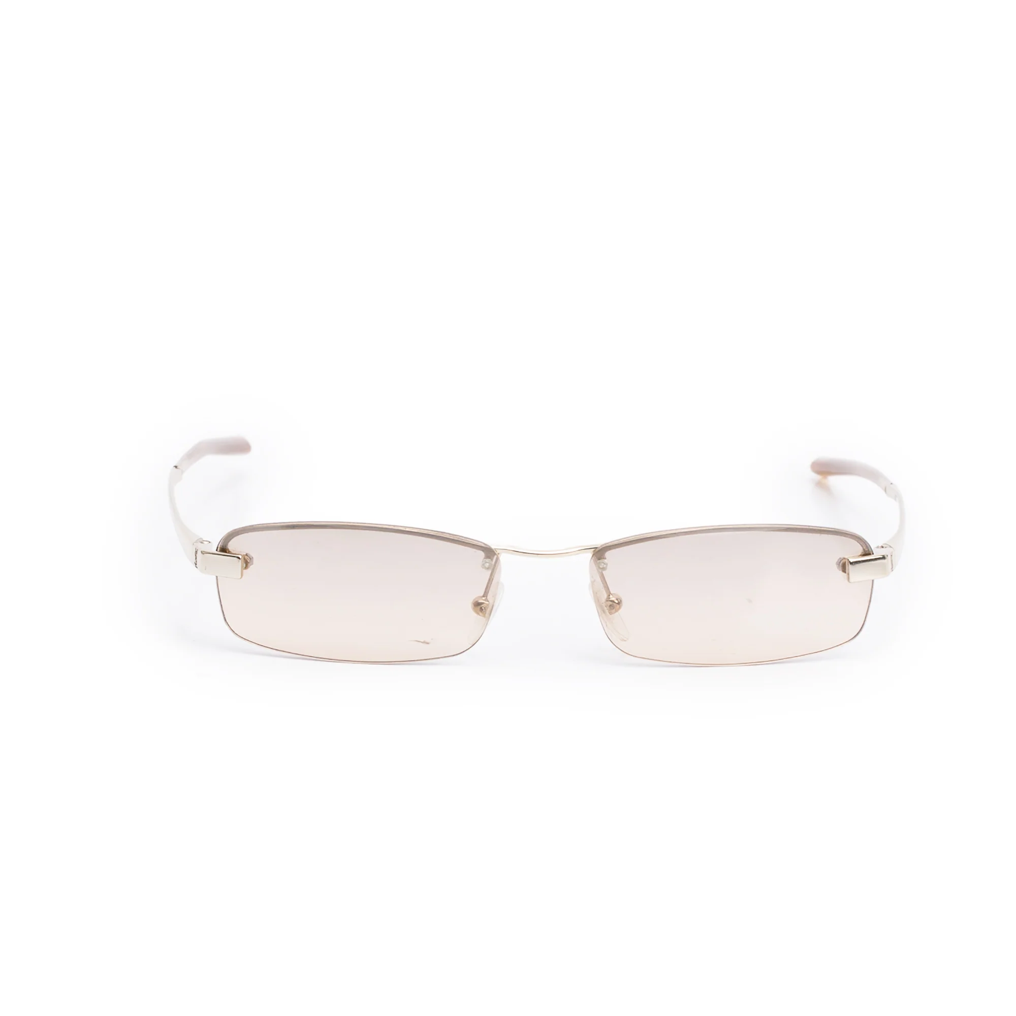 Saint Laurent Gold Tone YSL 2050/S Rimless Rectangular Sunglasses w/ Case