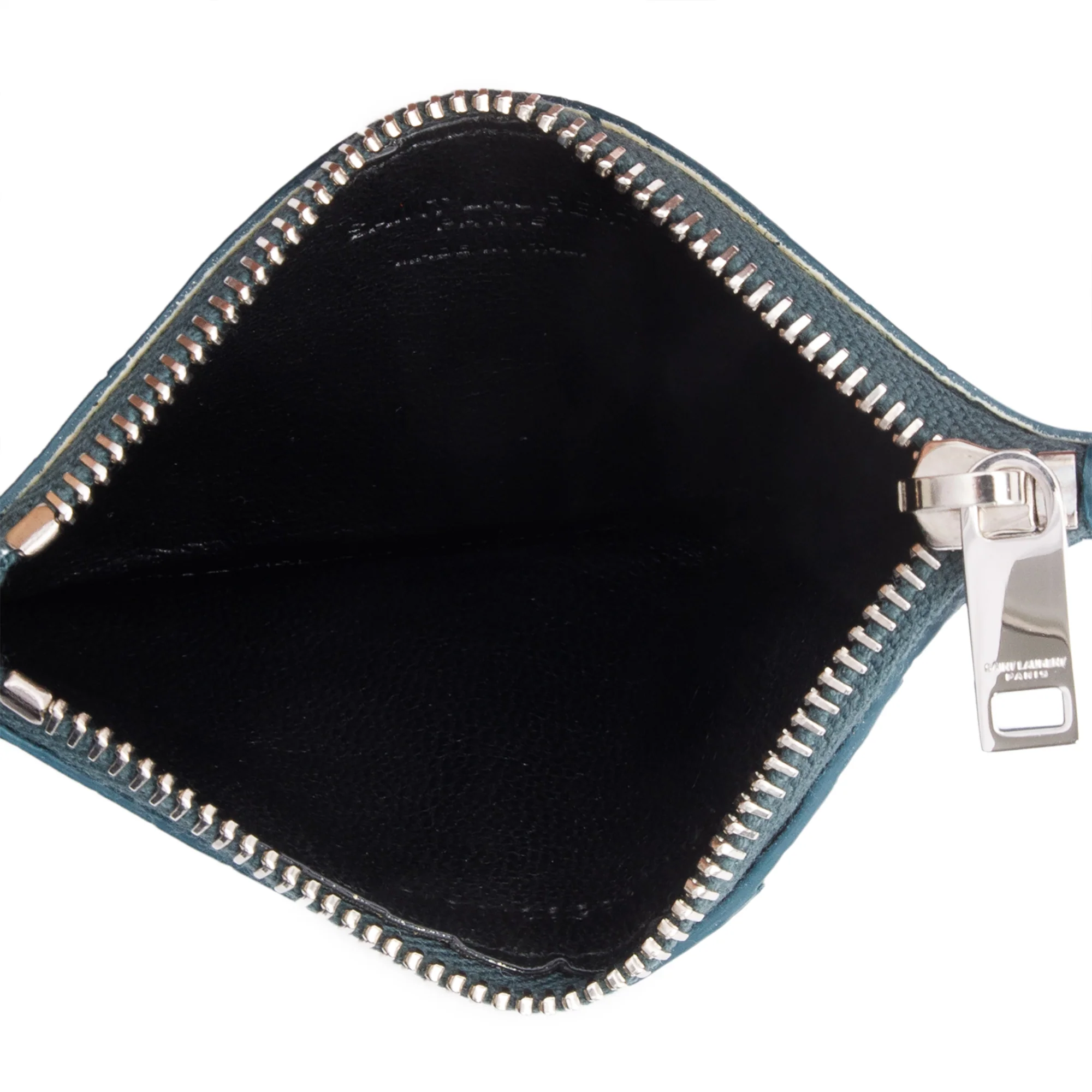 Saint Laurent Green Crocodile-Embossed Leather Cassandre Fragments Zipped Card Case - Image 7