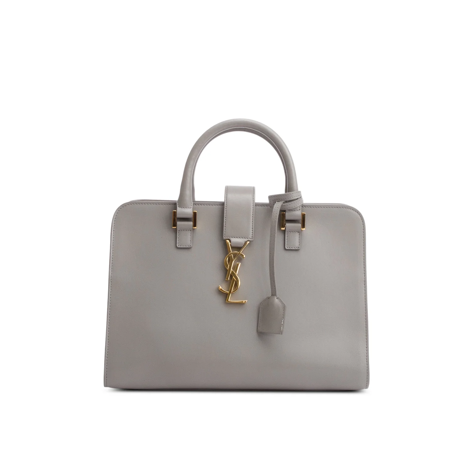 Saint Laurent Grey Calfskin Leather Small Cabas Tote Bag