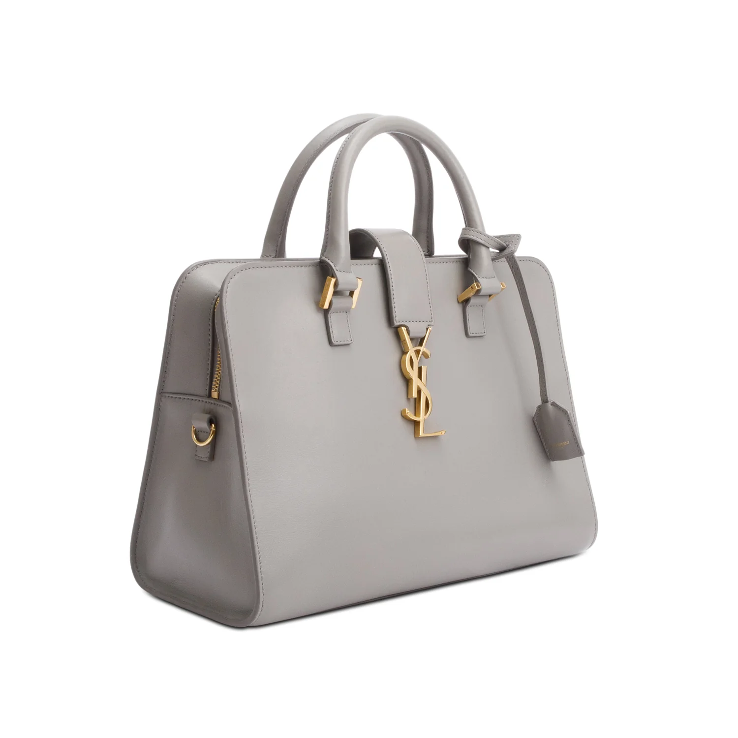 Saint Laurent Grey Calfskin Leather Small Cabas Tote Bag - Image 2
