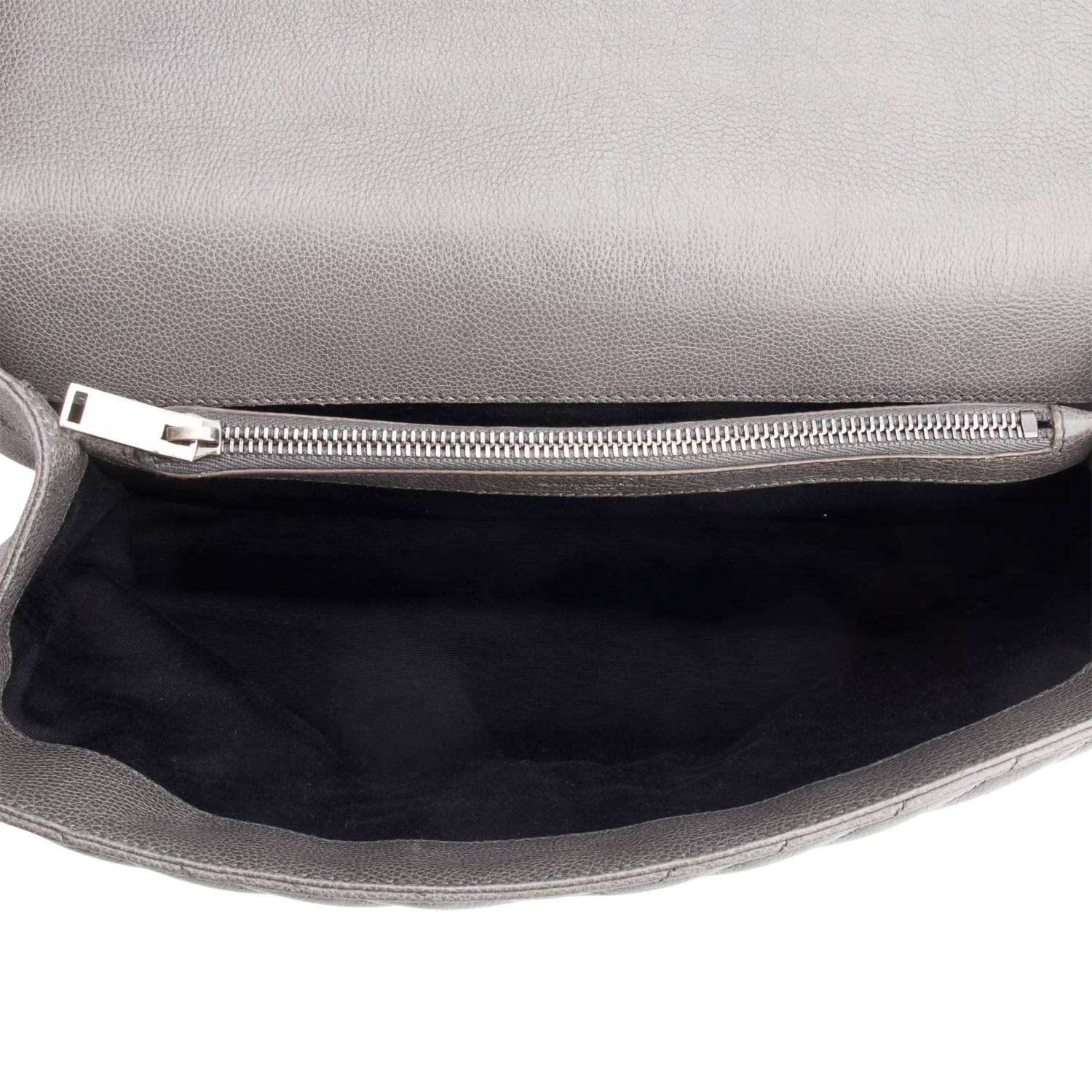 Saint Laurent Grey Leather Large Chevron College Bag - Image 8