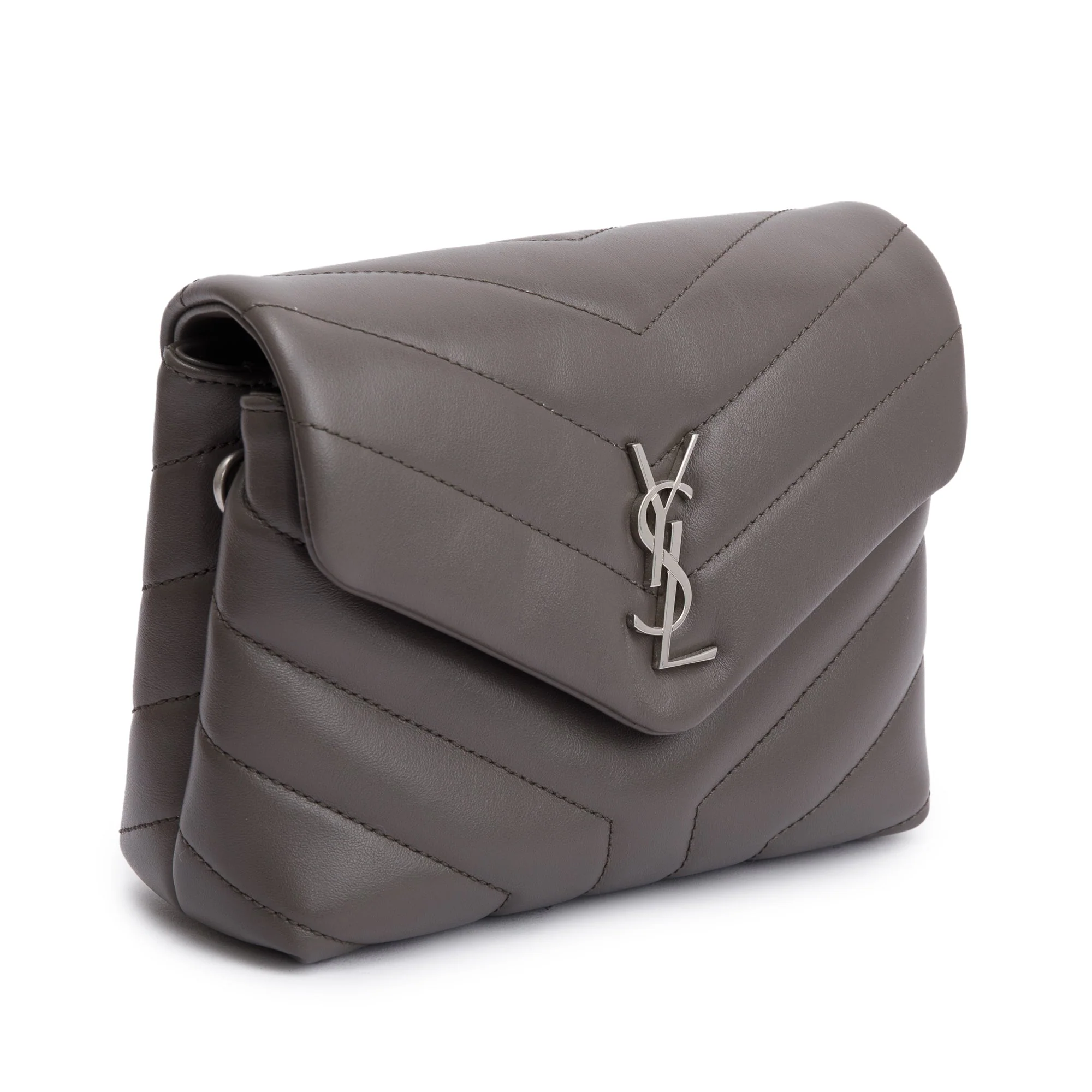 Saint Laurent Grey Monogram Matelasse Toy Loulou Crossbody Bag - Image 4