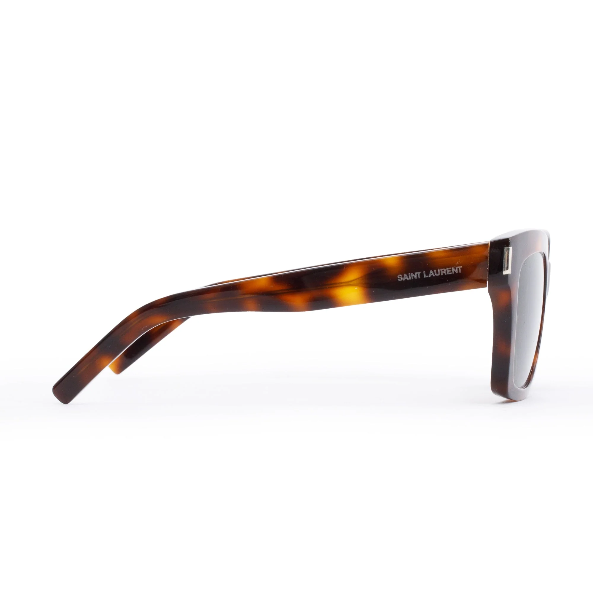 Saint Laurent Havana Acetate Bold 1 003 Square Sunglasses w/ Case - Image 3