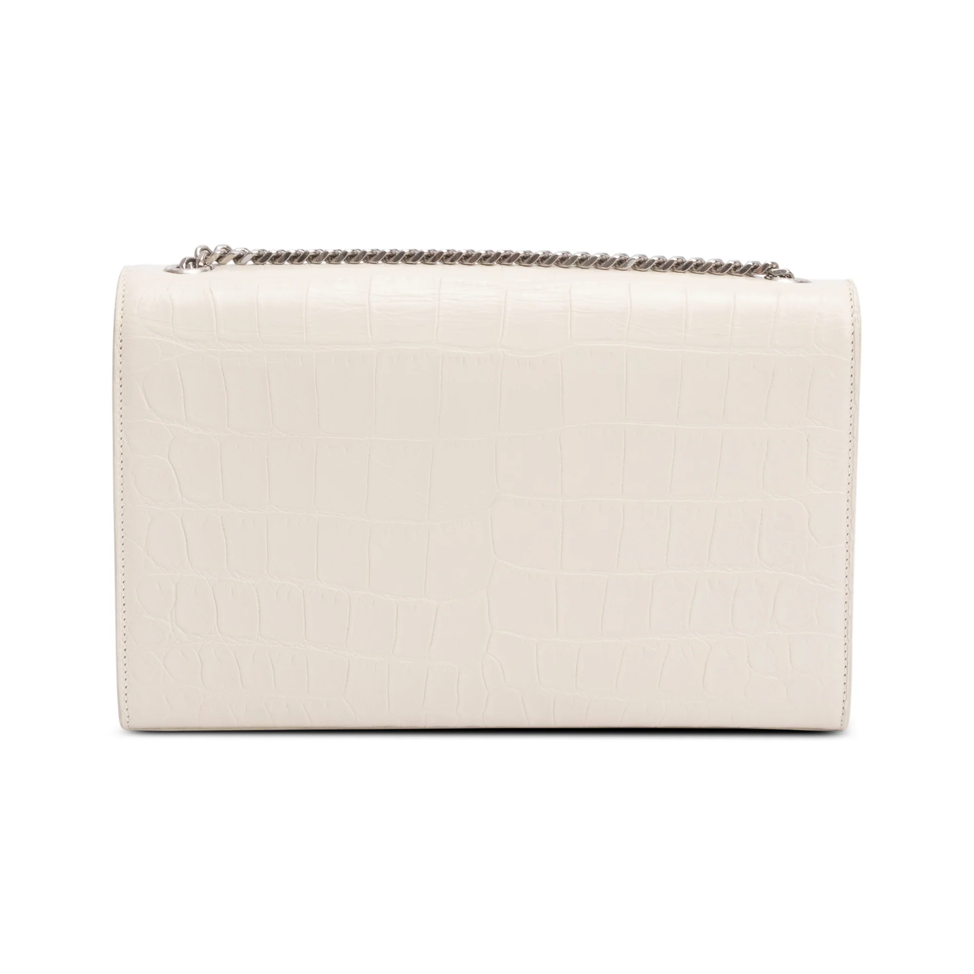 Saint Laurent Ivory Crocodile-Embossed Leather Medium Classic Monogram Kate Tassel Chain Bag - Image 5
