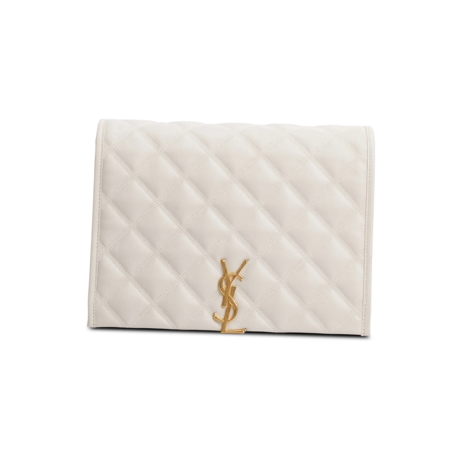 Saint Laurent Ivory Quilted Leather Small Becky Chain Bag - Image 3
