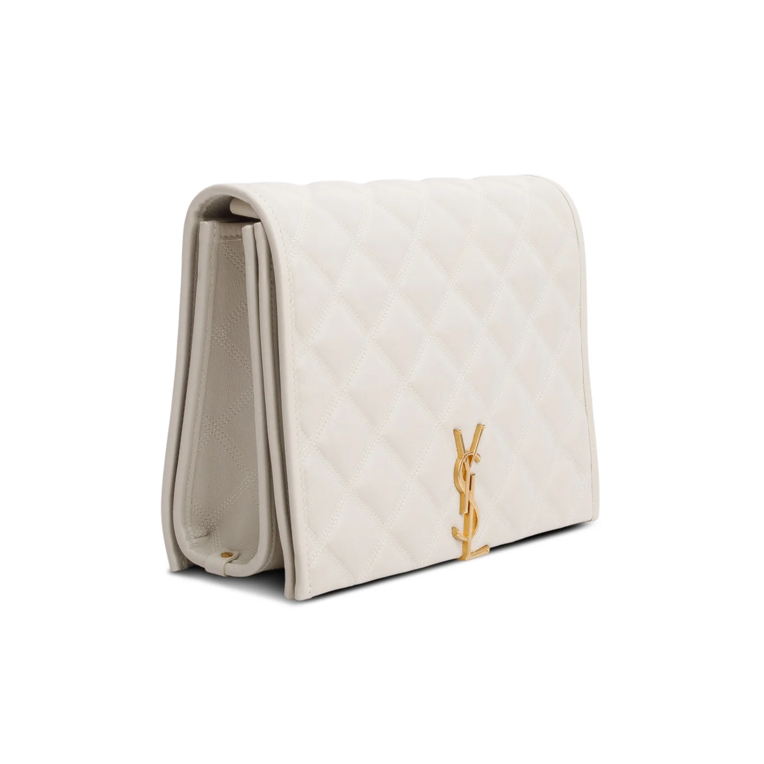 Saint Laurent Ivory Quilted Leather Small Becky Chain Bag - Image 4