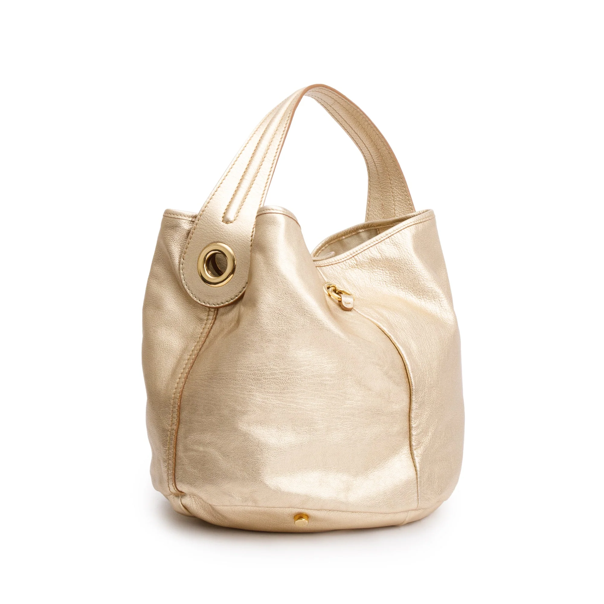 Saint Laurent Metallic Gold Patent Leather Capri Bucket Bag - Image 4
