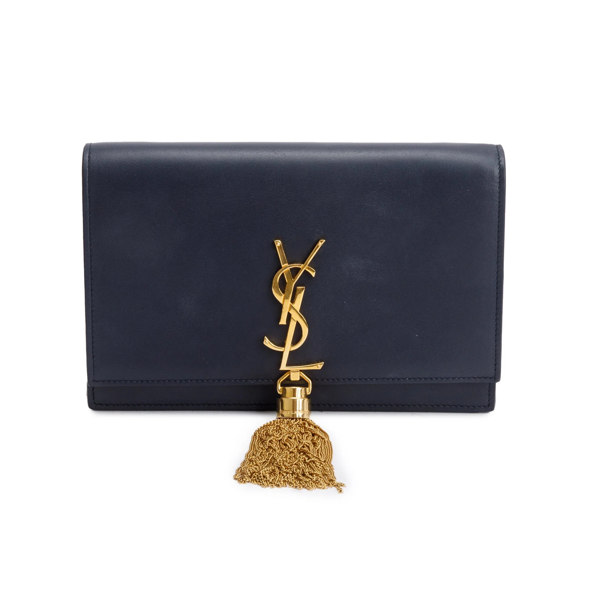 Saint Laurent Navy Calfskin Leather Kate Tassel Wallet on Chain - Image 3