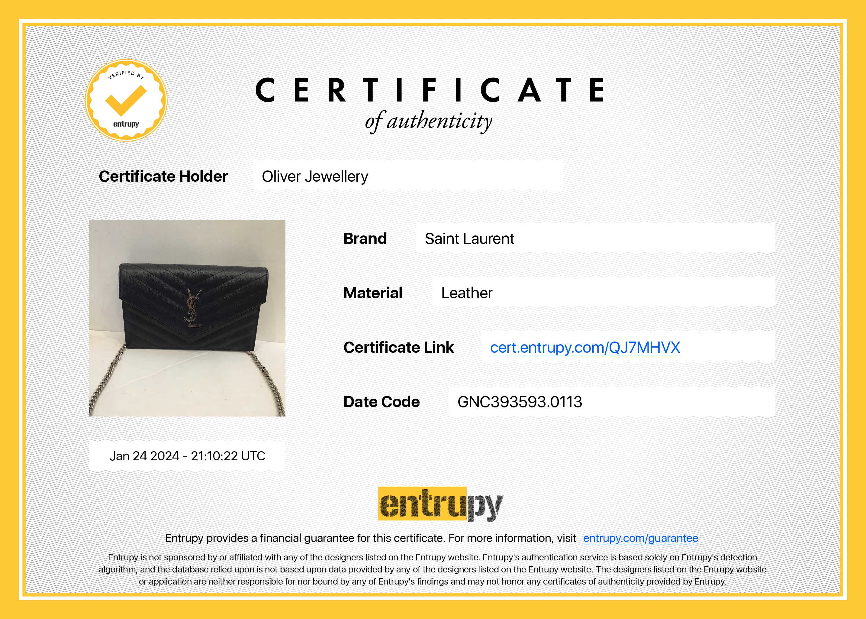 Saint Laurent  Navy Cassandre Matelasse Envelope Chain Wallet - Image 10