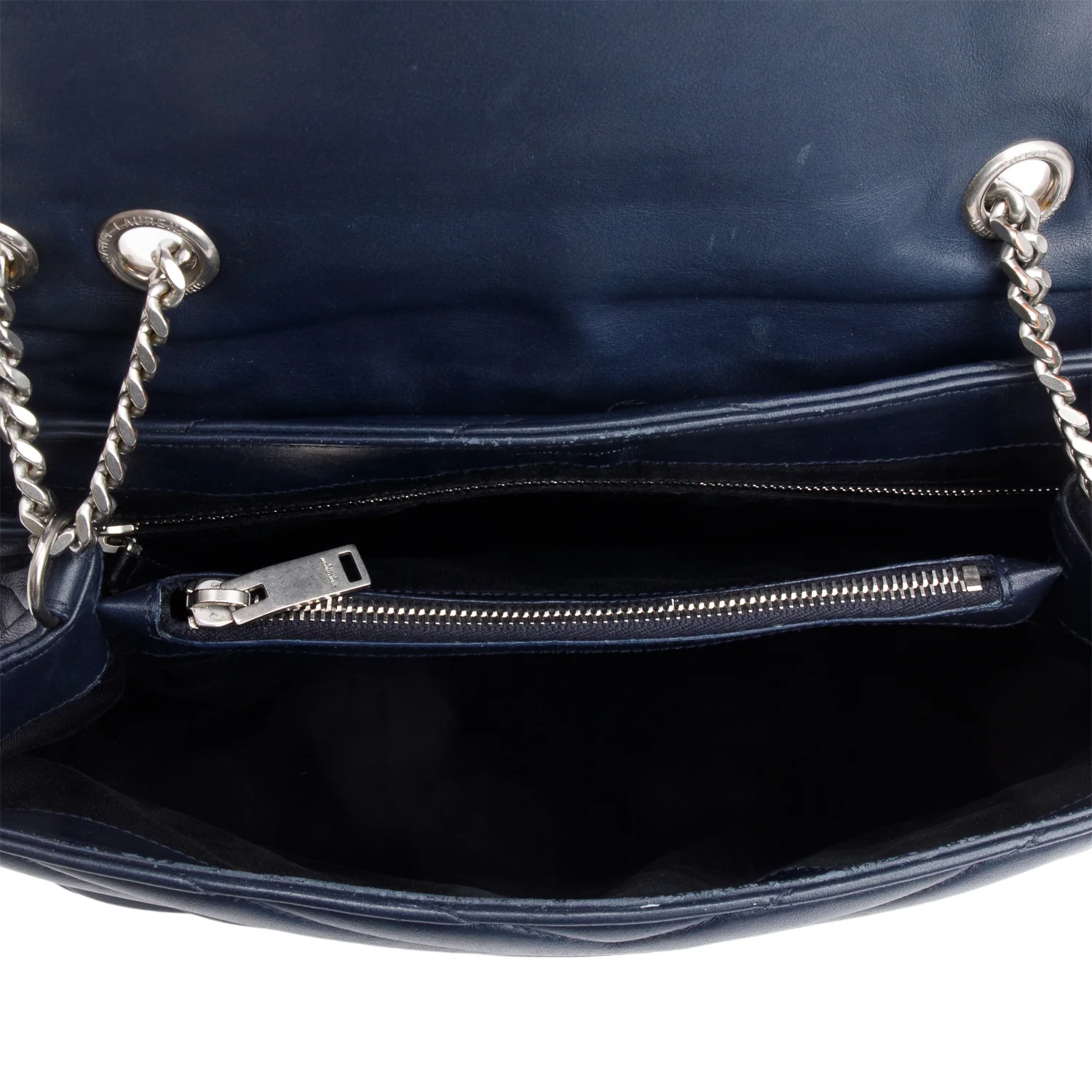 Saint Laurent Navy Quilted Leather Medium Loulou Monogram Shoulder Bag - Image 8