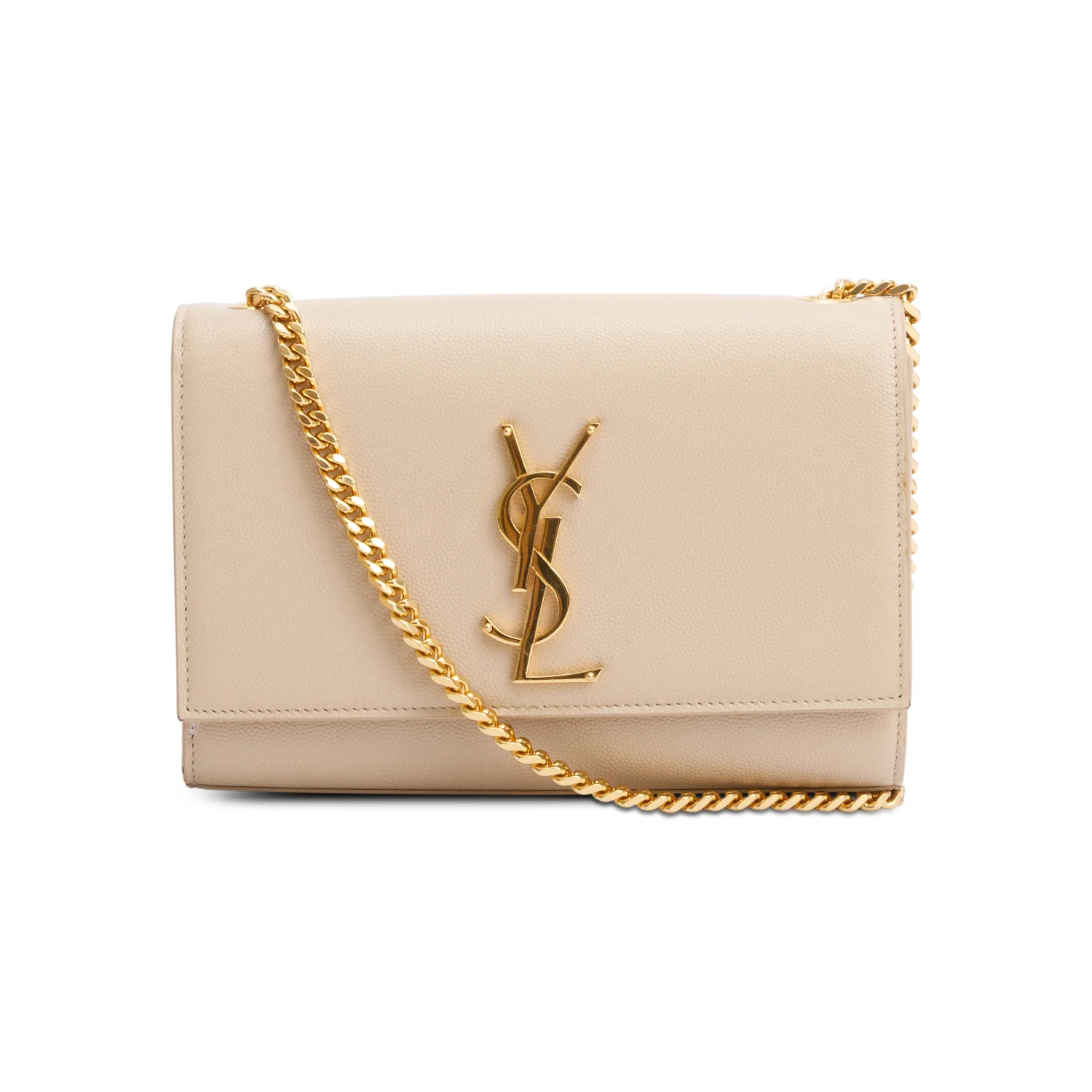 Saint Laurent Nude Grain De Poudre Leather Small Monogram Kate Bag w/ Box & Receipt