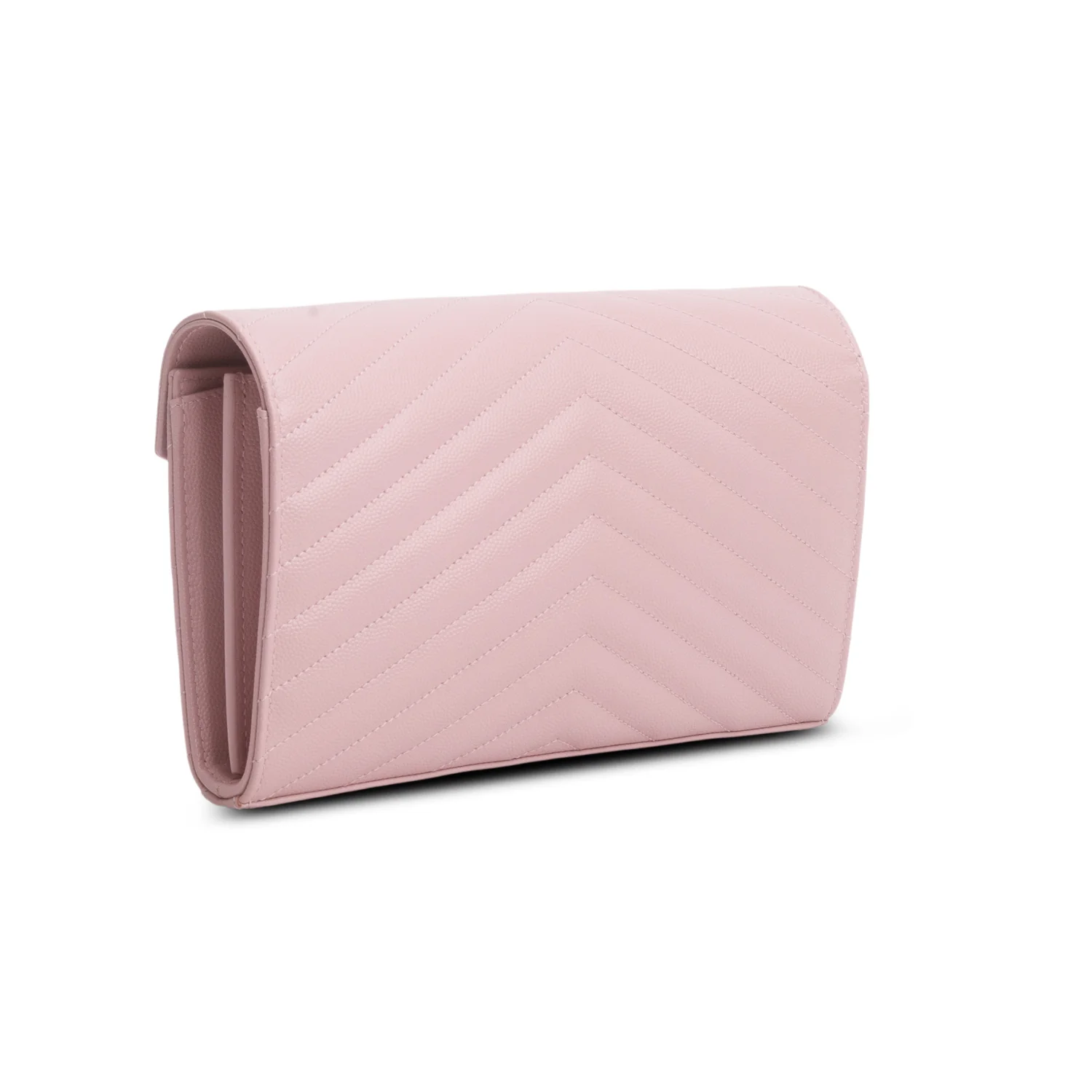 Saint Laurent Pink Grain De Poudre Cassandre Envelope Chain Wallet - Image 6