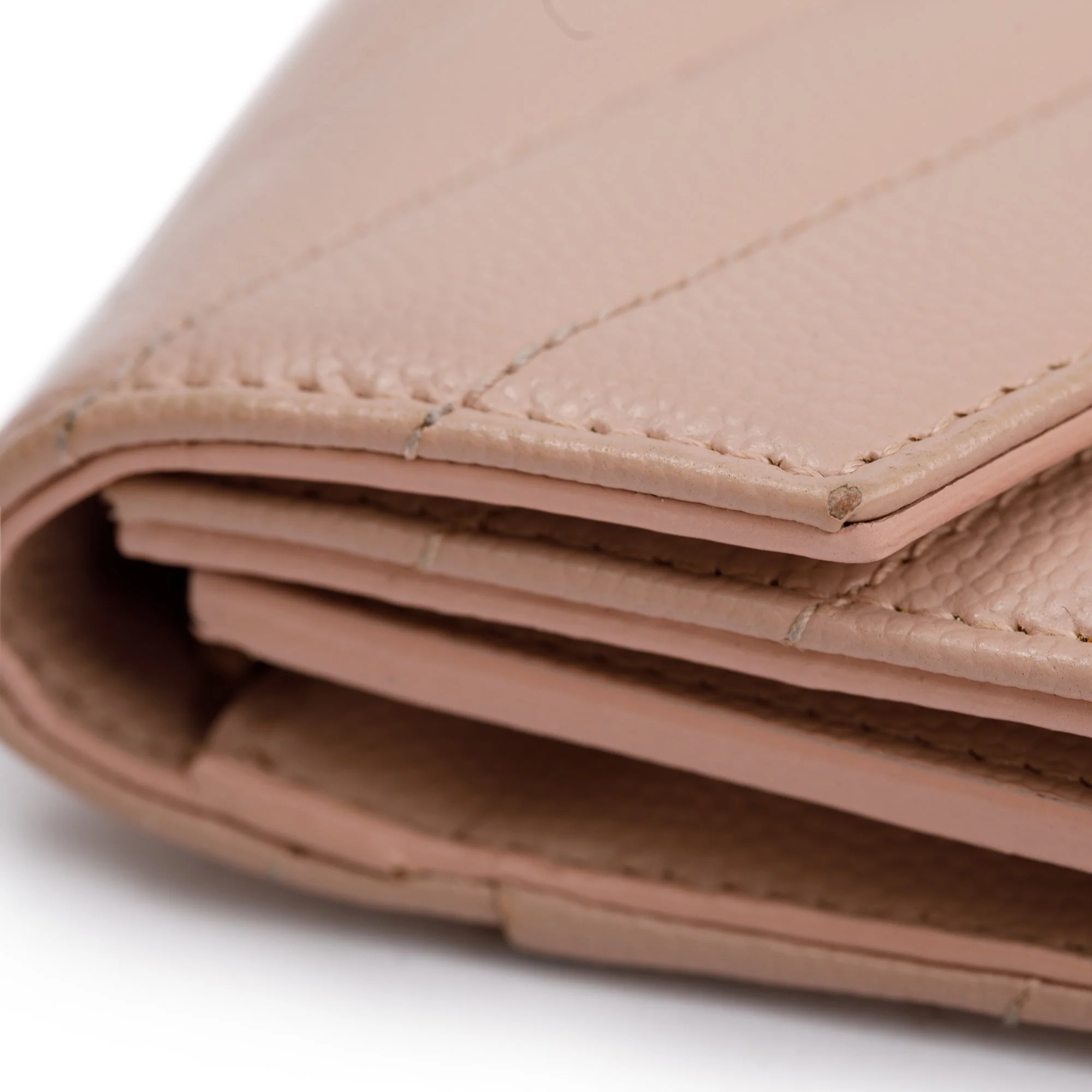 Saint Laurent Pink Grain de Poudre Leather Cassandre Matelasse Compact Tri-Fold Wallet - Image 6