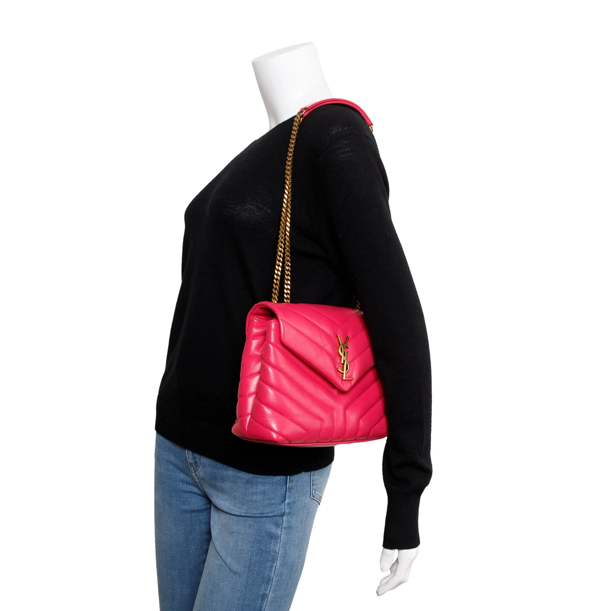 Saint Laurent Pink Leather Small Loulou Chain Shoulder Bag w/ Box - Image 2