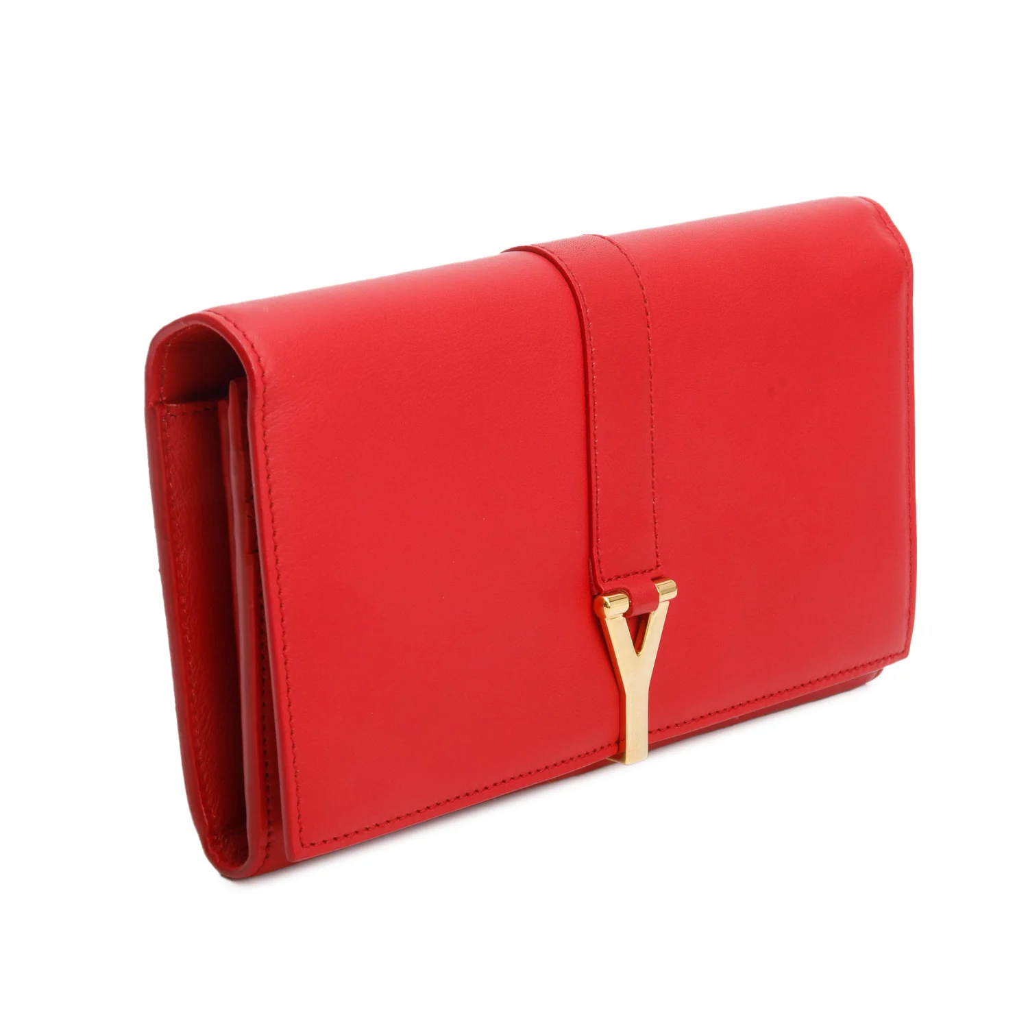 Saint Laurent Red Calfskin Classic Y Ligne Wallet w/ Box - Image 3