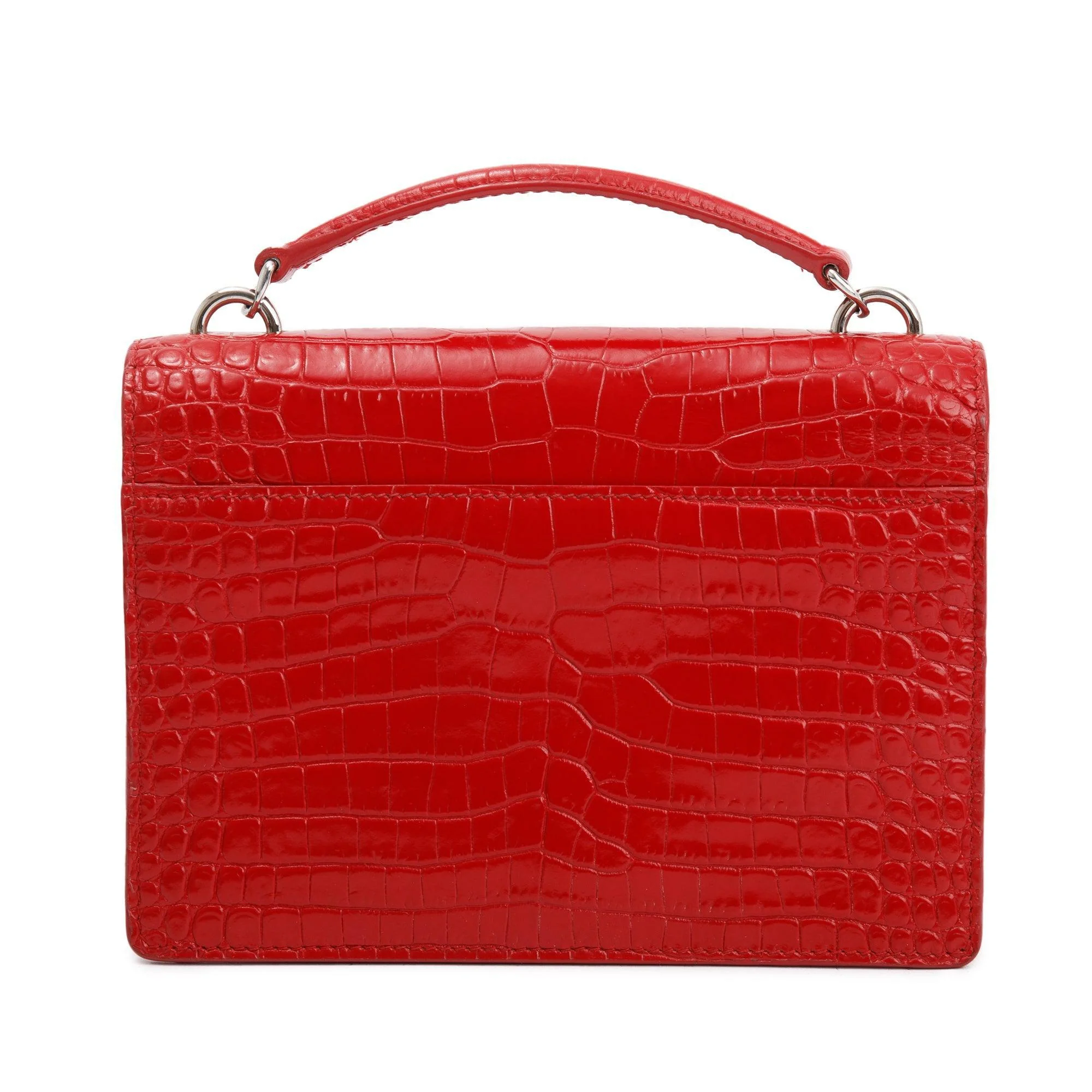 Saint Laurent Red Crocodile Embossed Sunset Chain Wallet - Image 5