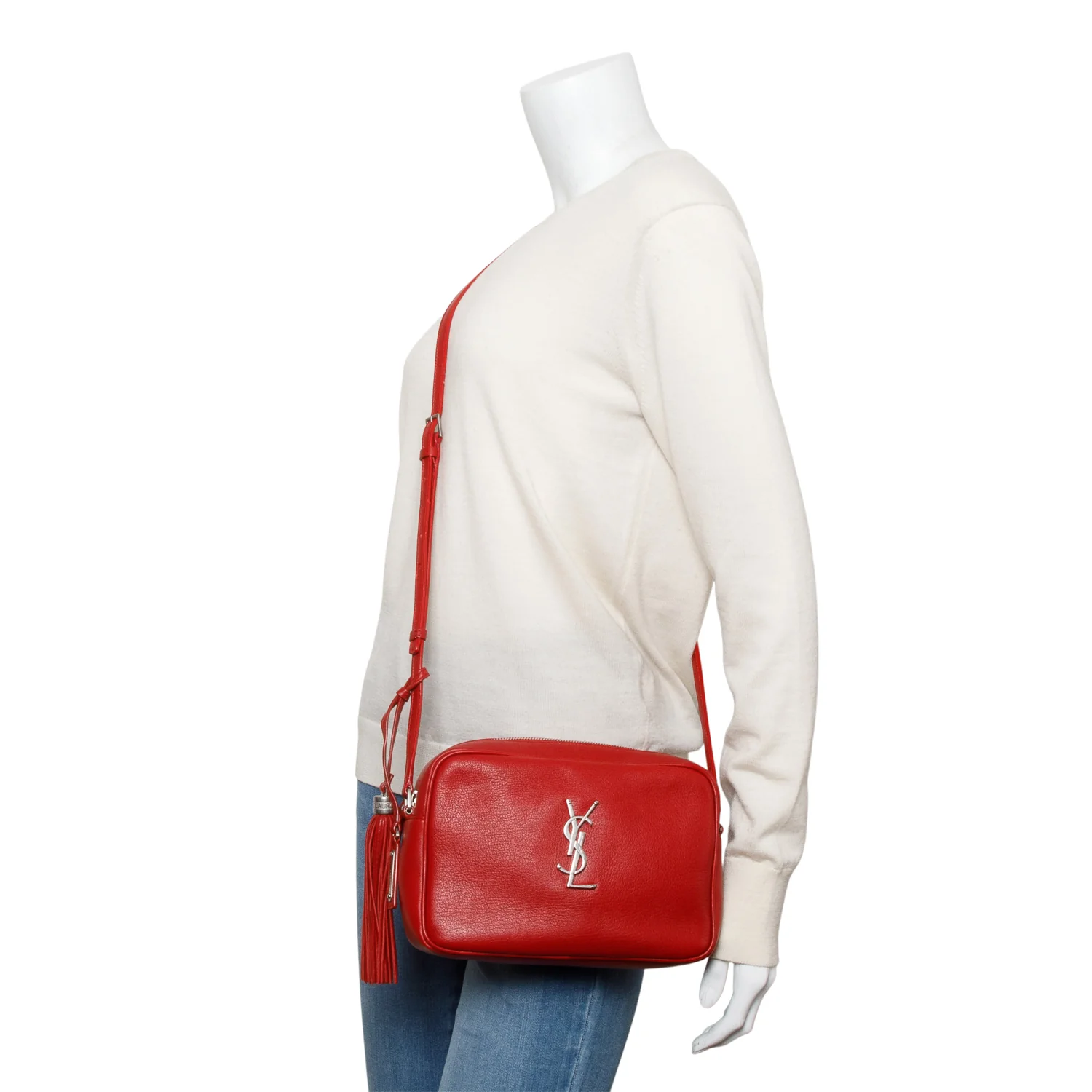 Saint Laurent Red Leather Lou Camera Bag - Image 2