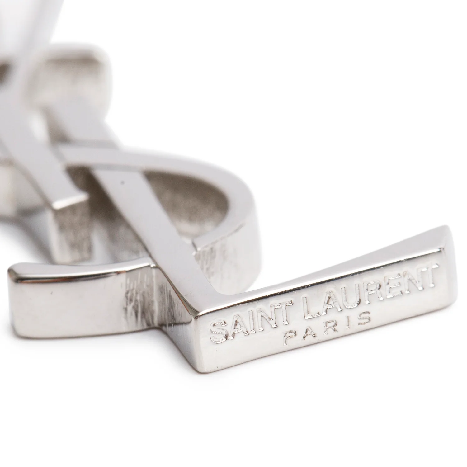 Saint Laurent Silver-Tone Metal Cassandre Palm Drop Earrings - Image 2