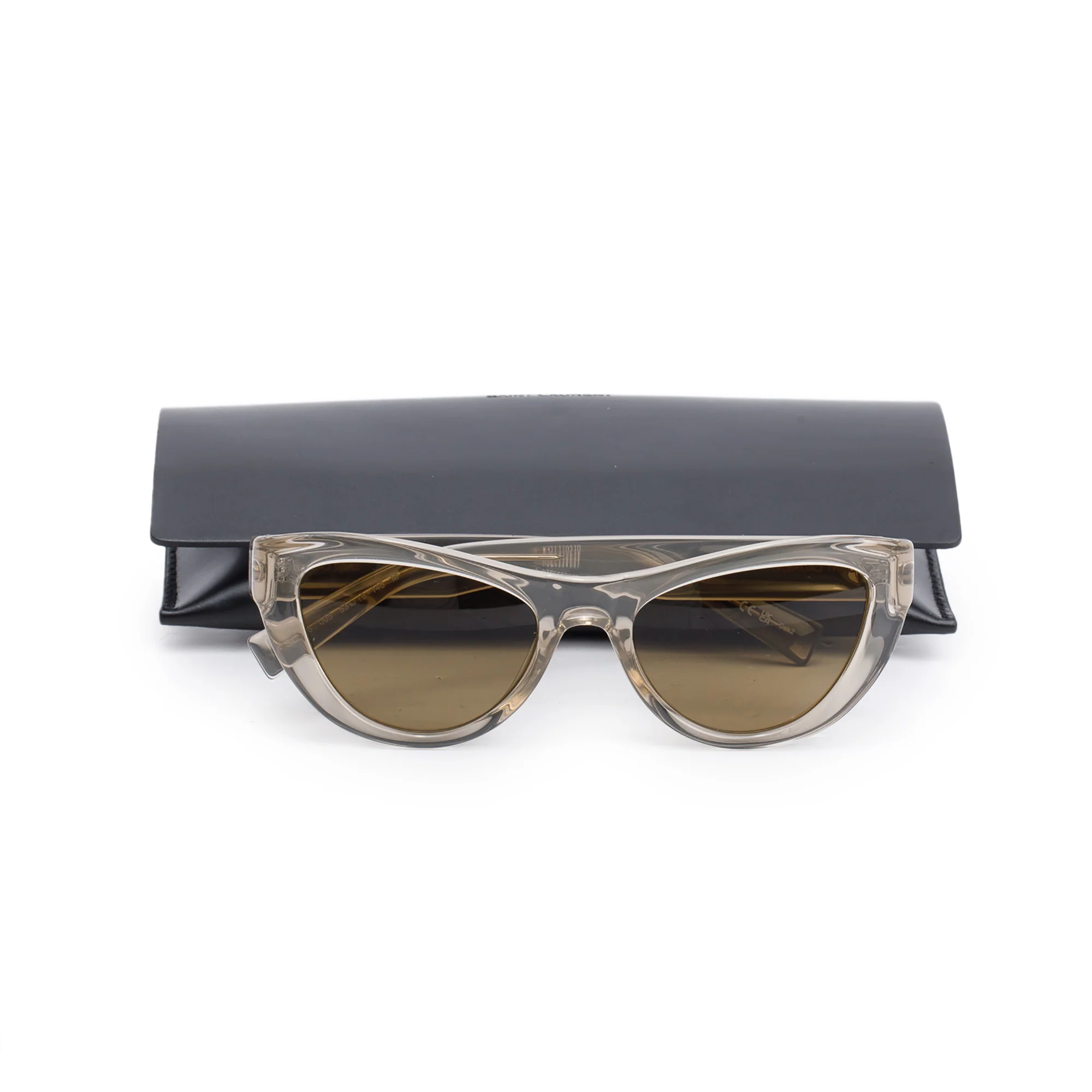 Saint Laurent SL 676 Grey Transparent Acetate Cat Eye Sunglasses w/ Case - Image 2