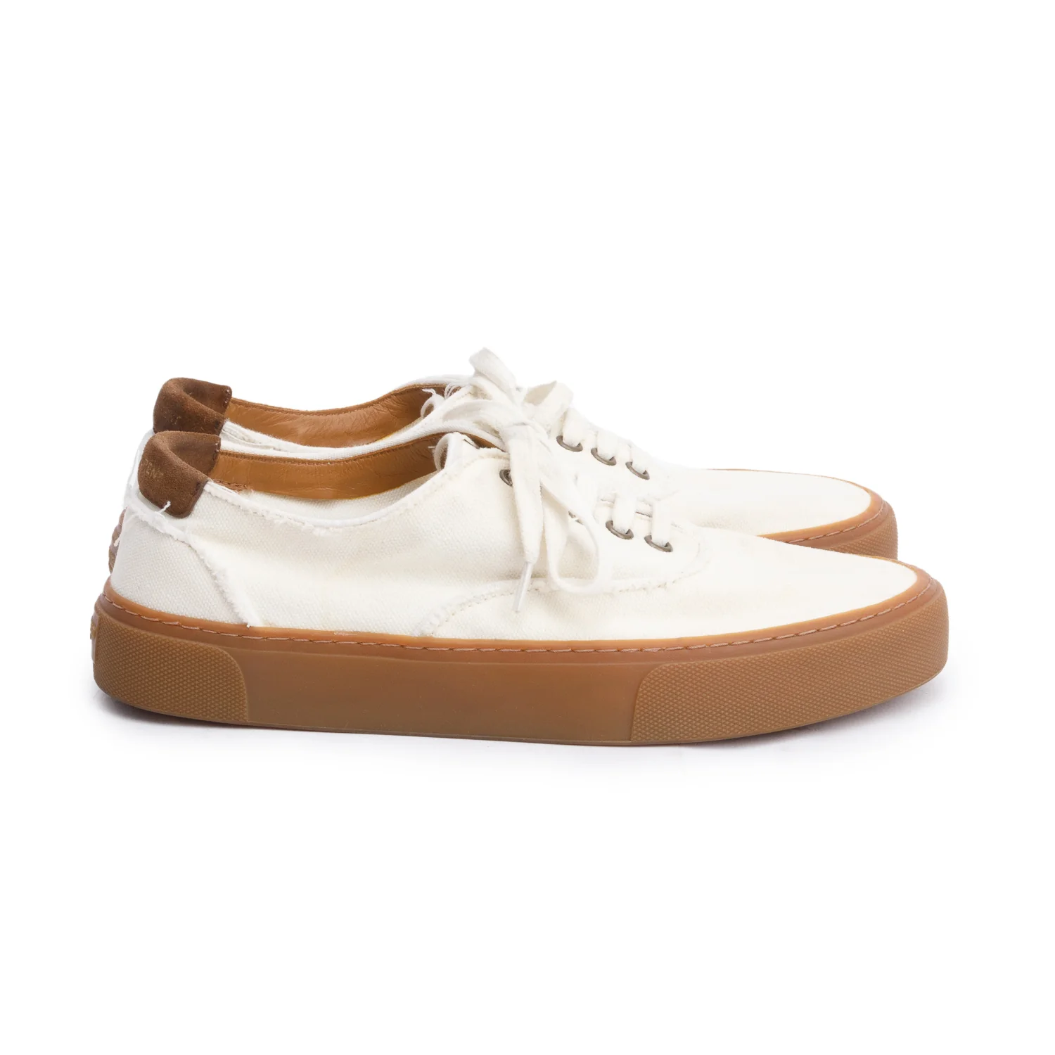 Saint Laurent White Distressed Venice Sneakers, Size 38 w/ Box - Image 3