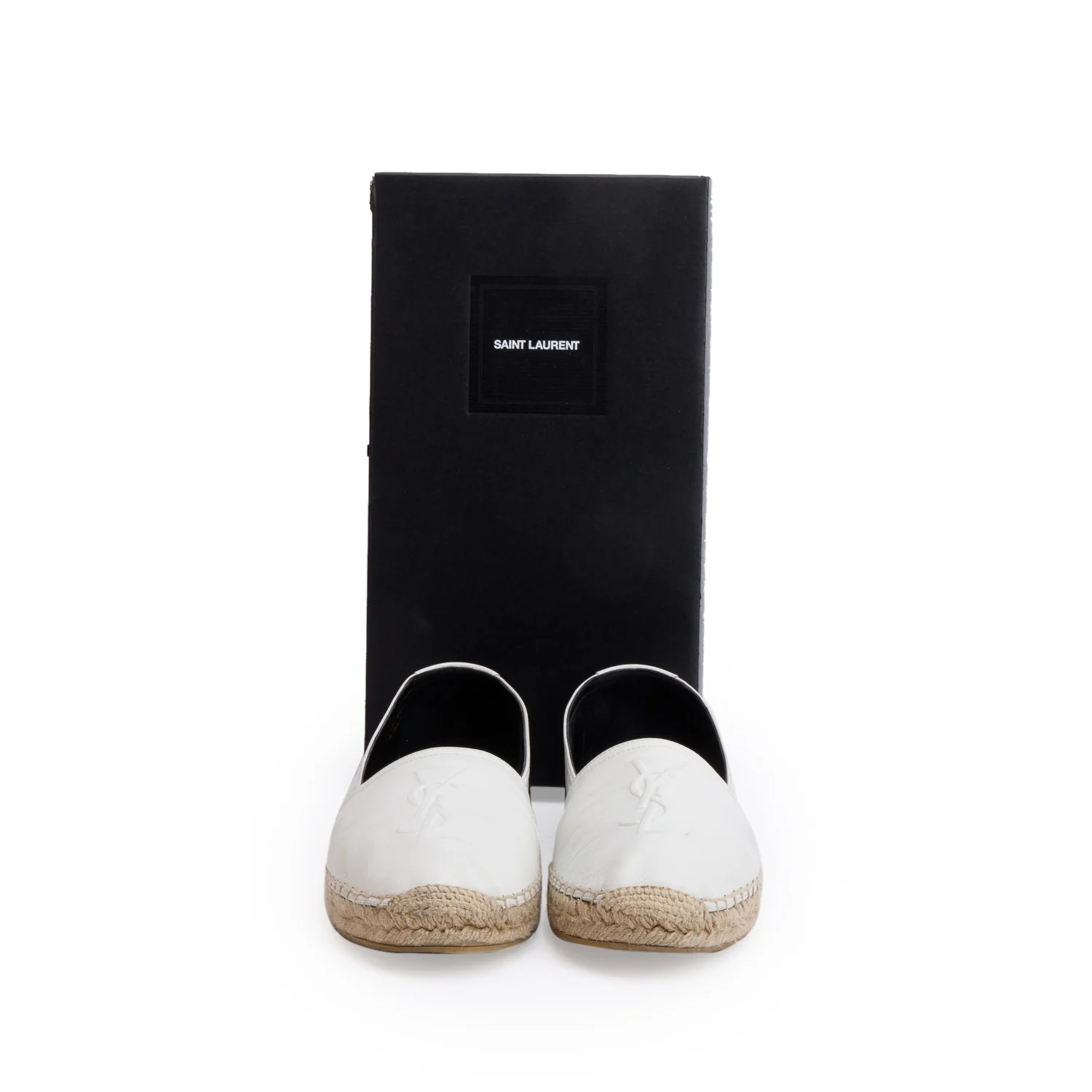 Saint Laurent White Lambskin Leather Espadrilles, Size 40 w/ Box - Image 2