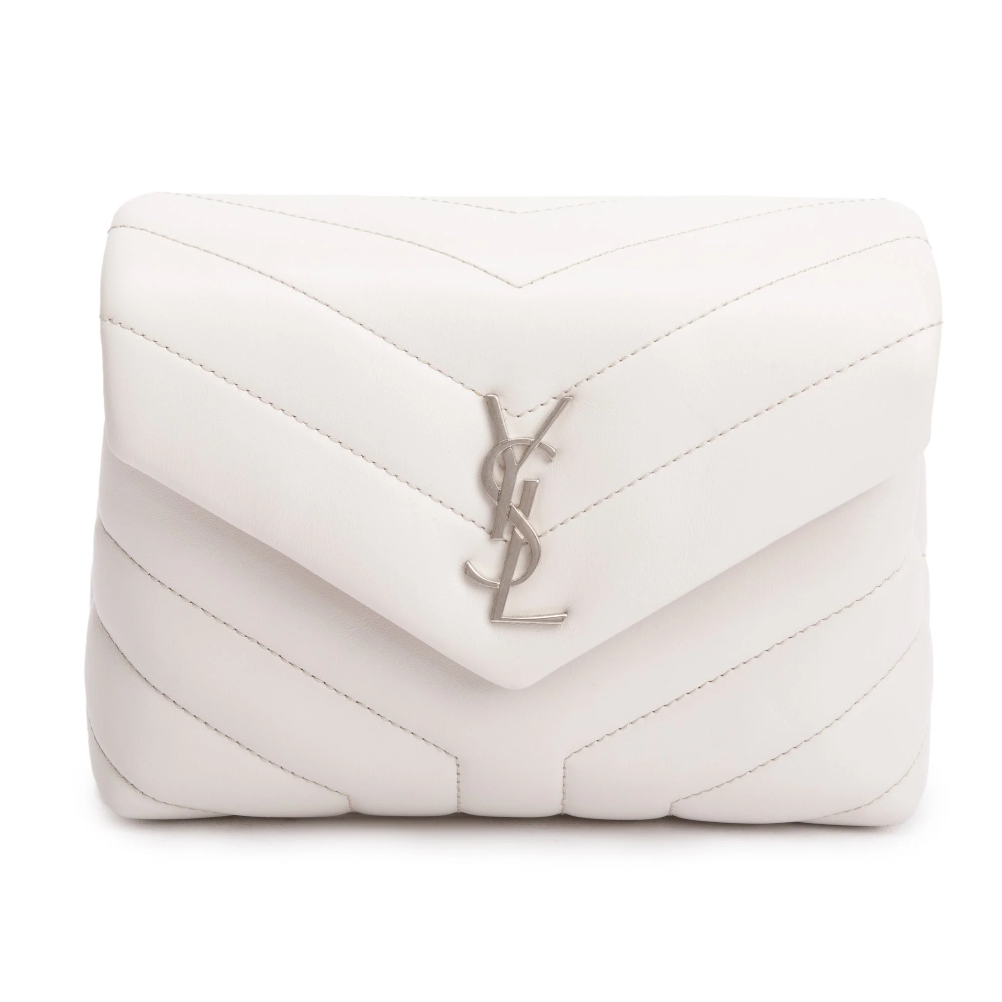 Saint Laurent White Monogram Matelasse Toy Loulou Crossbody Bag w/ Box - Image 4