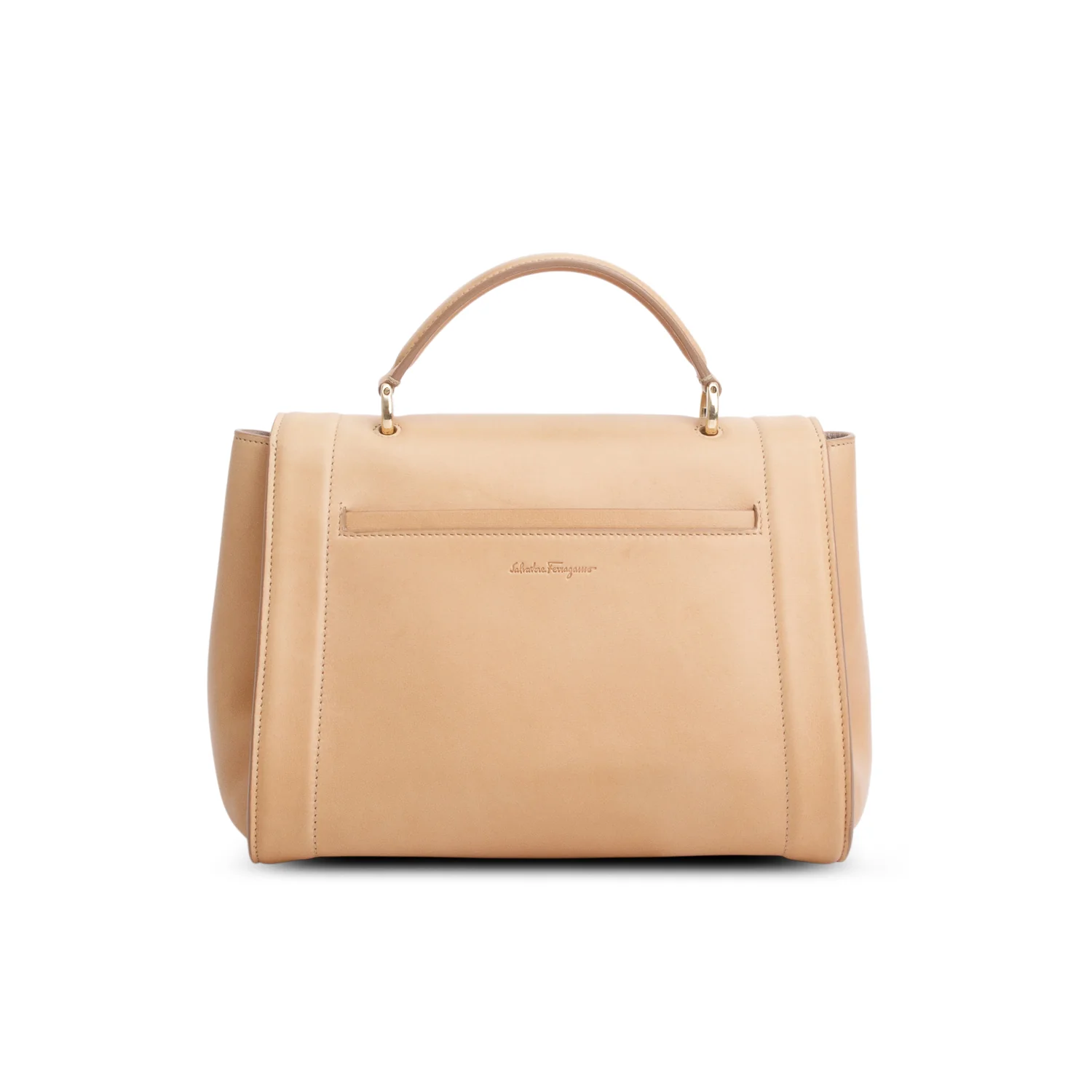 Salvatore Ferragamo Beige Calfskin Sofia Rainbow Top Handle Bag w/ Strap - Image 5