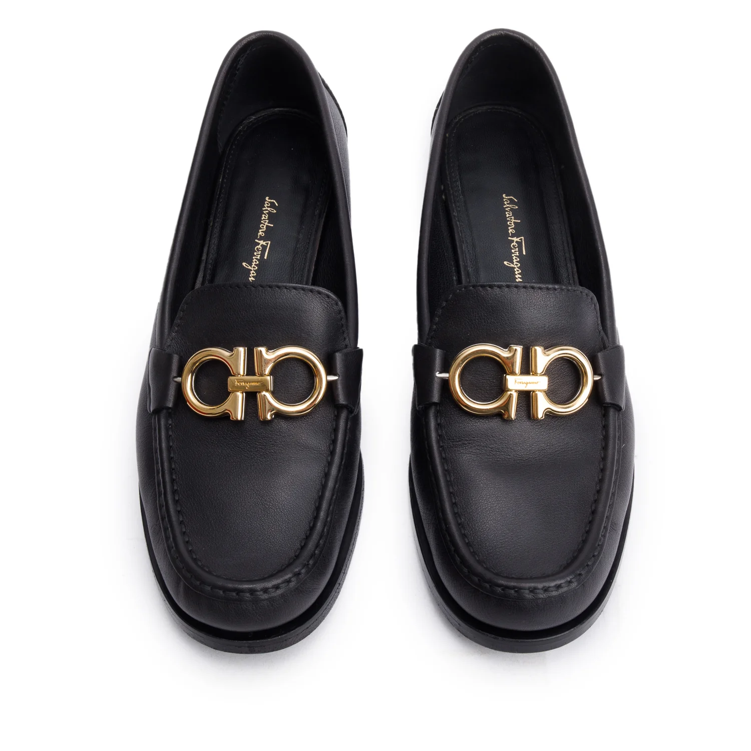 Salvatore Ferragamo Black Leather Gancini Moccasin, Size 7 w/ Box - Image 3