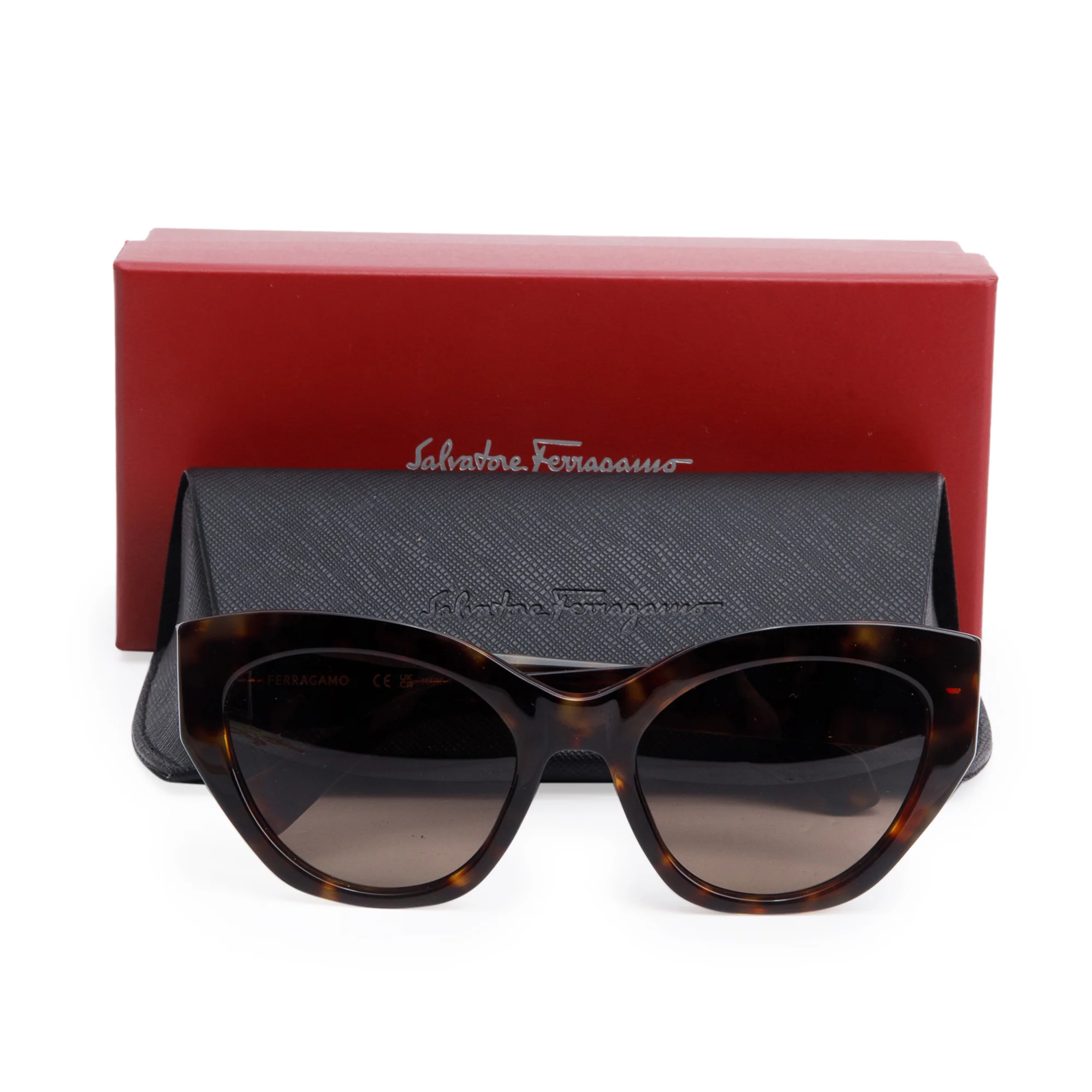 Salvatore Ferragamo SF1107S Havana Acetate Cat-Eye Sunglasses w/ Box & Case - Image 2