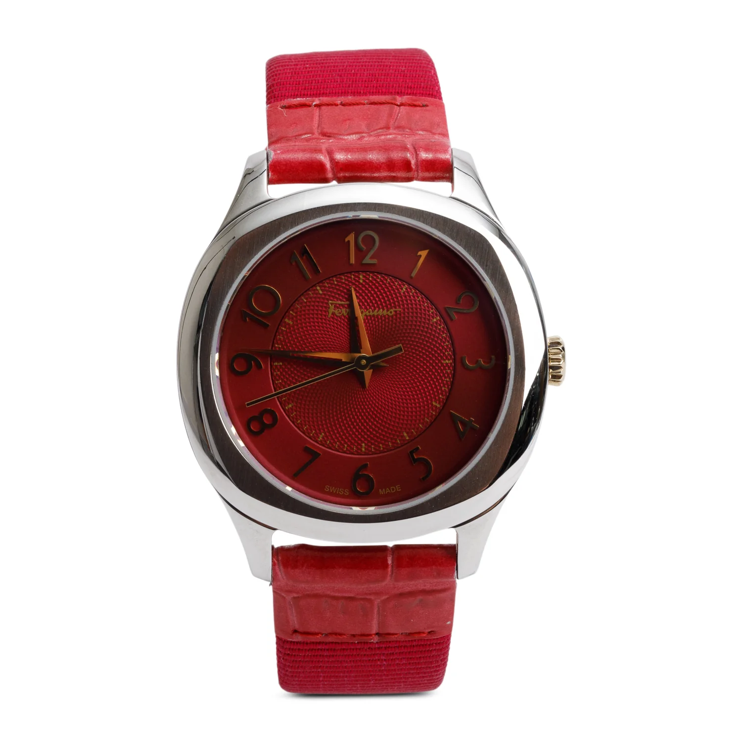 Salvatore Ferragamo Stainless Steel F42 36 MM Quartz Watch Pink Dial w/ Box