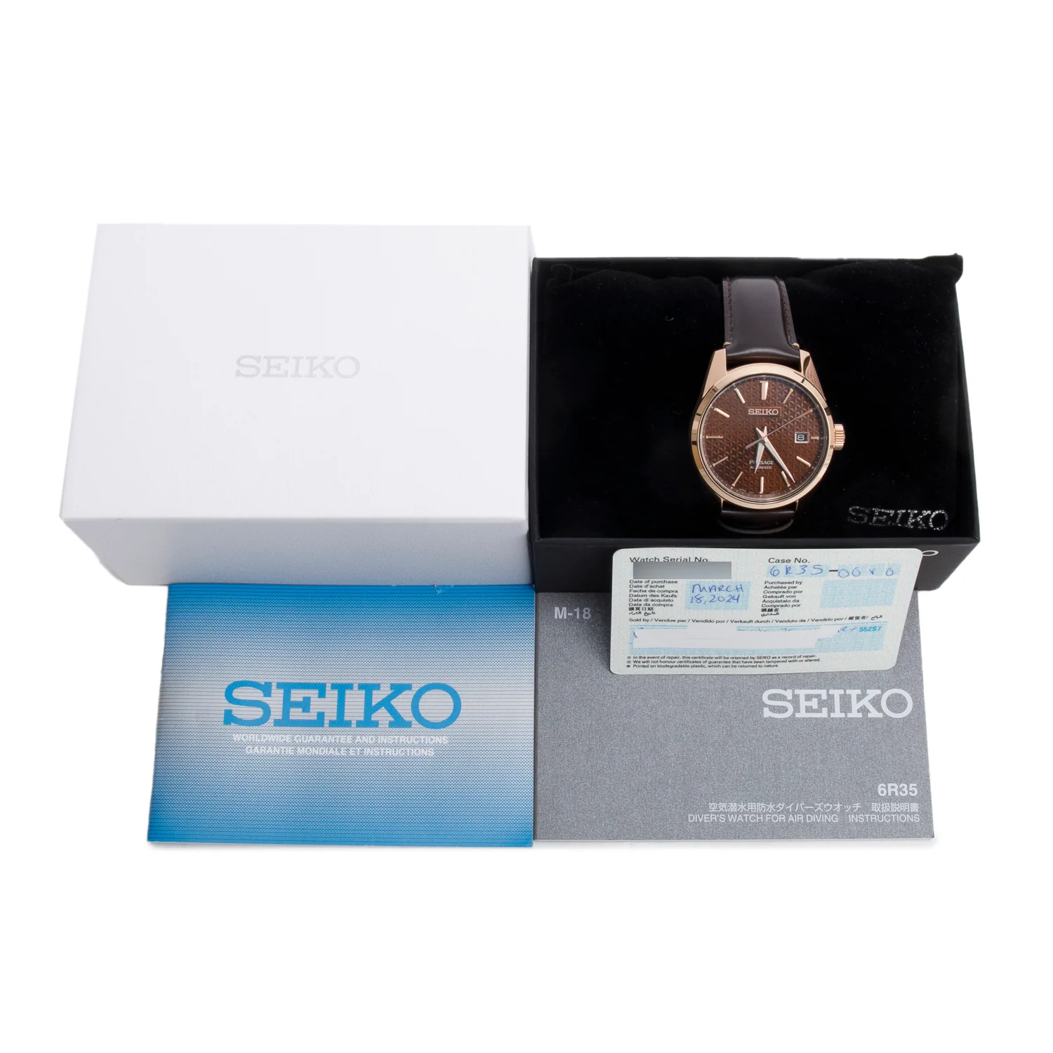 Seiko 2024 Rose Gold Plated Stainless Steel Presage Sharp Edged Series 39.3 MM Automatic Watch Brown Dial SPB170 w/ Box & Papers - Image 2