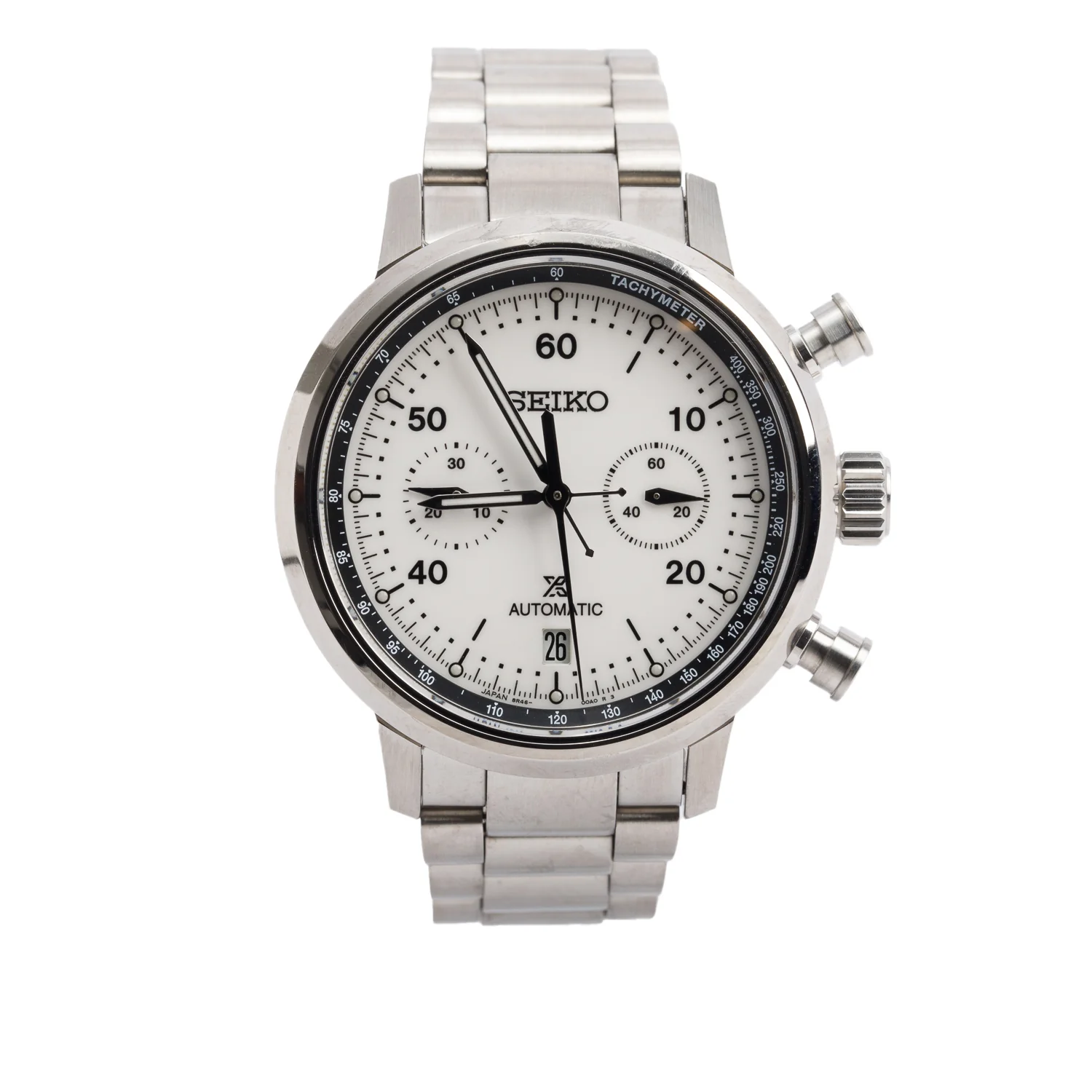 Seiko 2025 Limited Edition Stainless Steel Prospex 42.5 mm Automatic Chronograph Watch White Dial SRQ035J1 w/ Box, Papers & Extra Straps