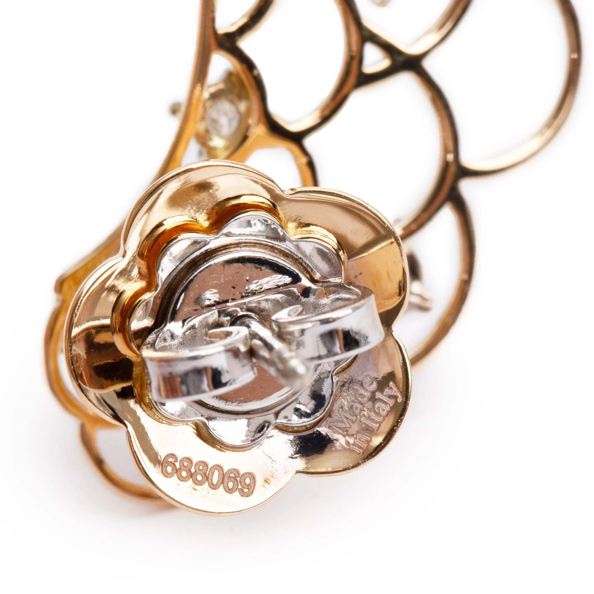 Staurino Fratelli 18k Rose Gold Diamond Flawless Emproidery III Hoop Earrings w/ Box - Image 4