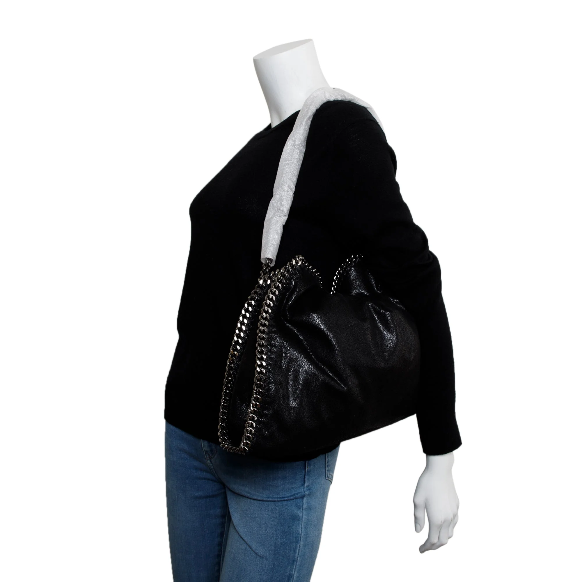 Stella McCartney Black Shaggy Deerskin Falabella Fold-Over Tote - Image 2