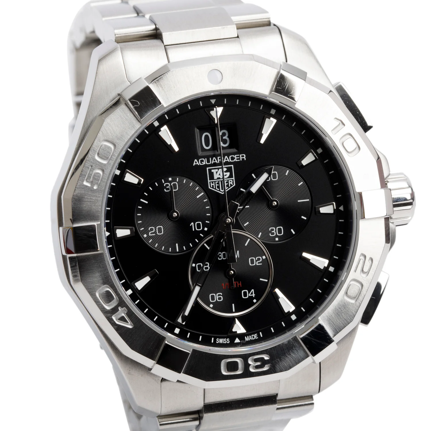 Tag Heuer Stainless Steel Aquaracer 43 MM Chronograph Watch CAY1110-0 w/ Papers - Image 2