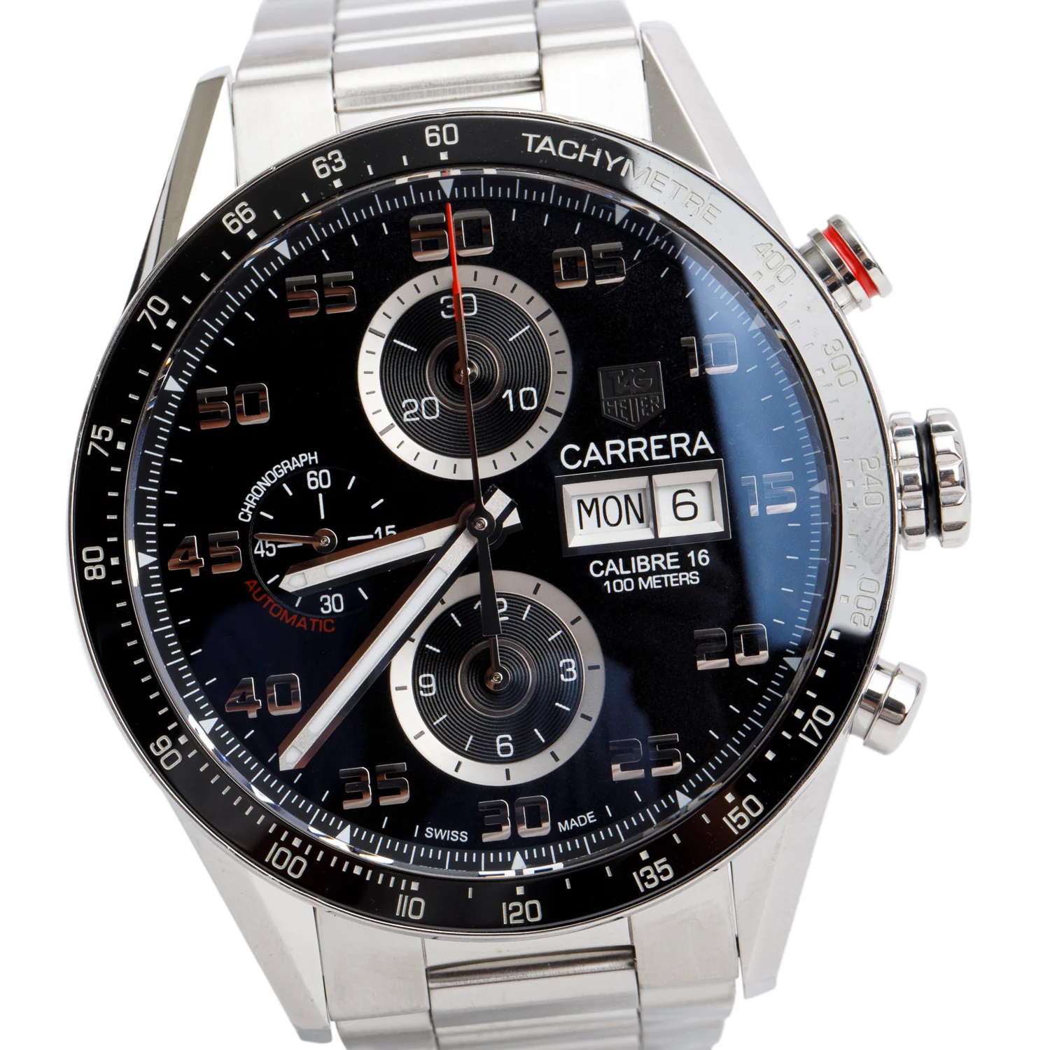 Tag Heuer Stainless Steel Carrera 43 MM Automatic Chronograph Watch Black Dial CV2A1R w/ Box & Papers - Image 3