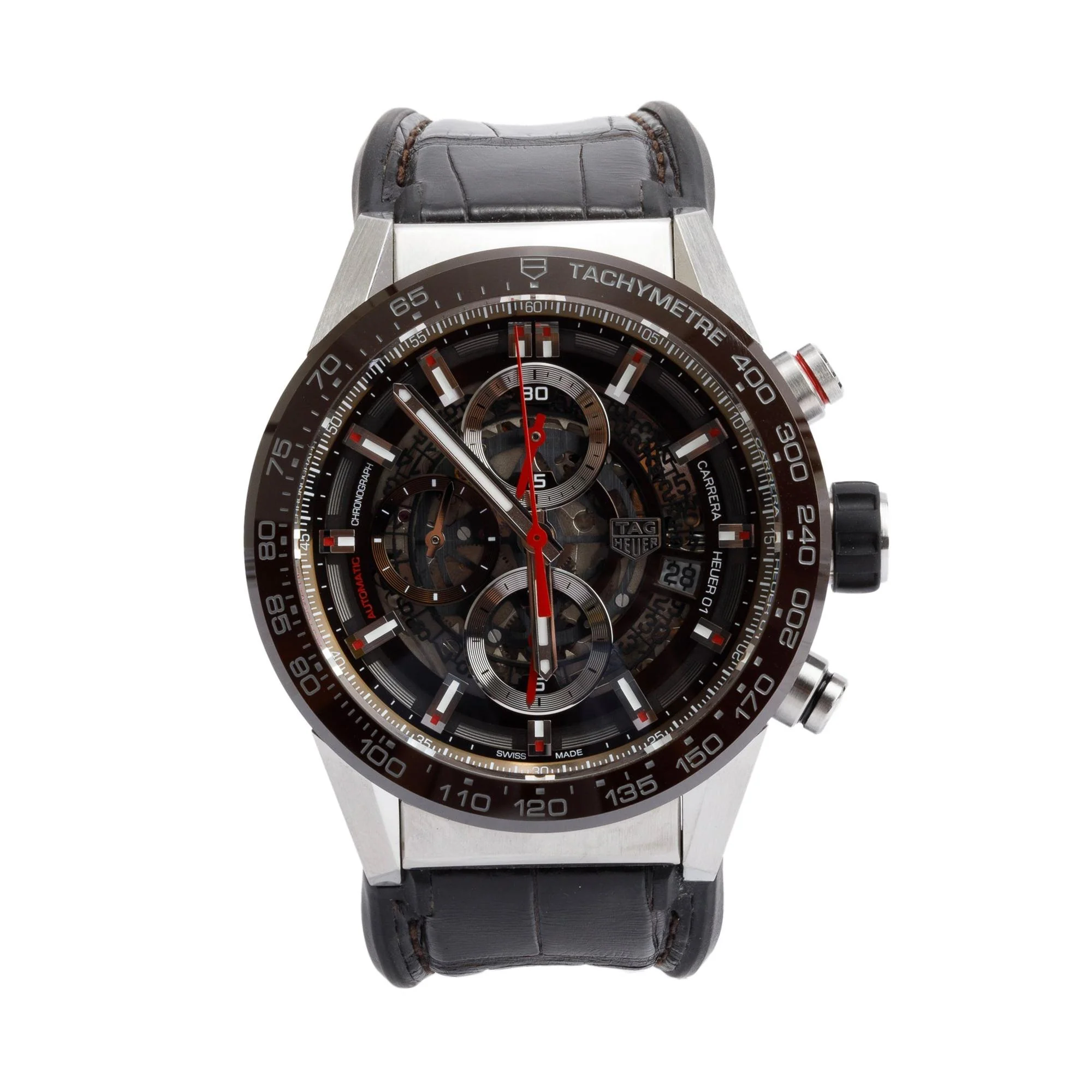 Tag Heuer Stainless Steel Carrera Calibre Heuer 01 43 MM Automatic Chronograph Watch CAR201U-0